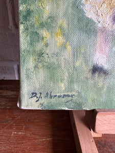 Edwardian Lady & Girl: Unframed Oil on Canvas