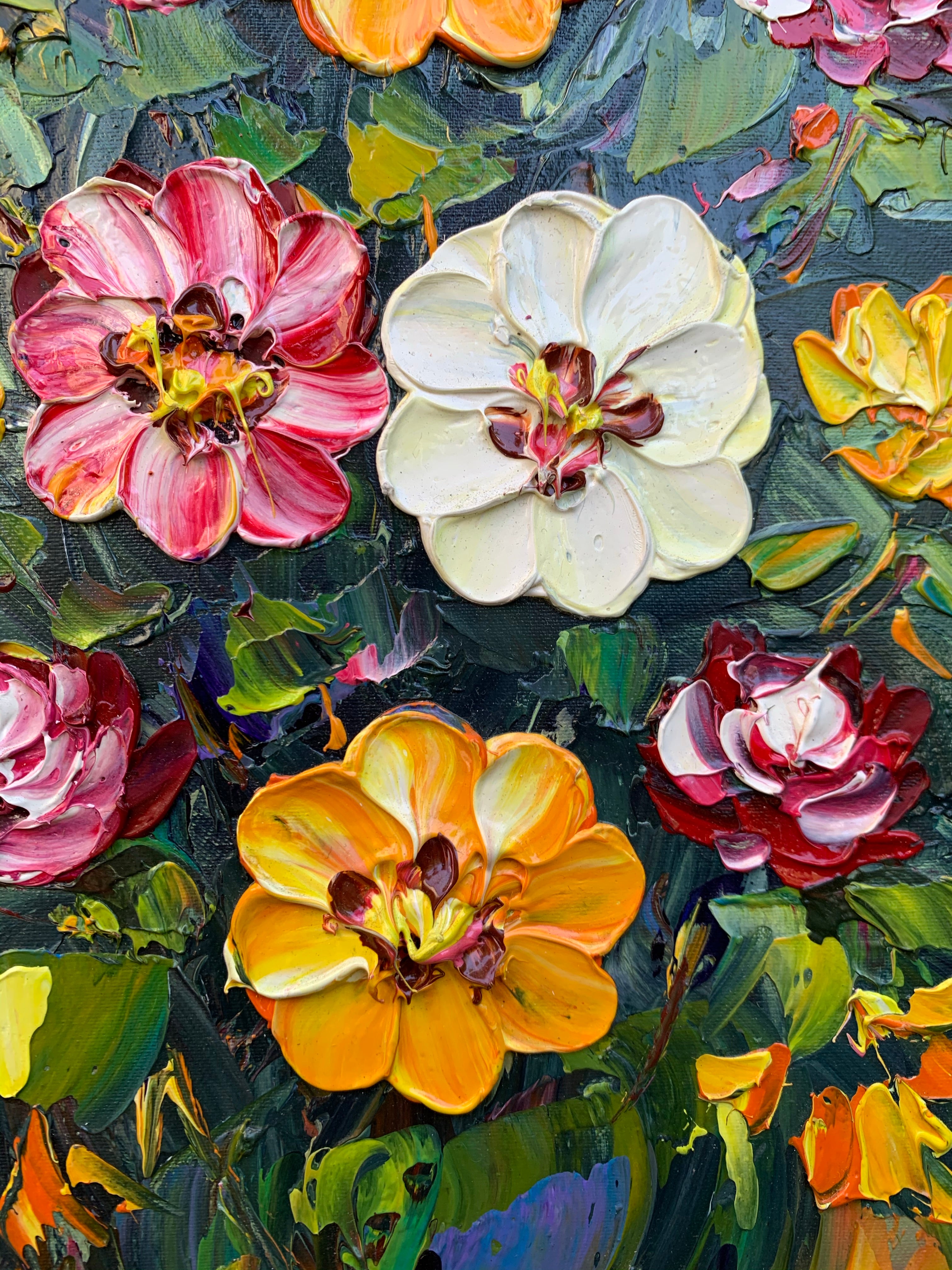 Thick Impasto Floral Oil on Canvas