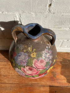 French Hand -Painted Floral Confit Pot