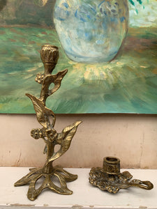 Ornate Floral Gilt Candlestick Pair