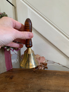 Small Vintage Brass Handbell with Wooden Handle