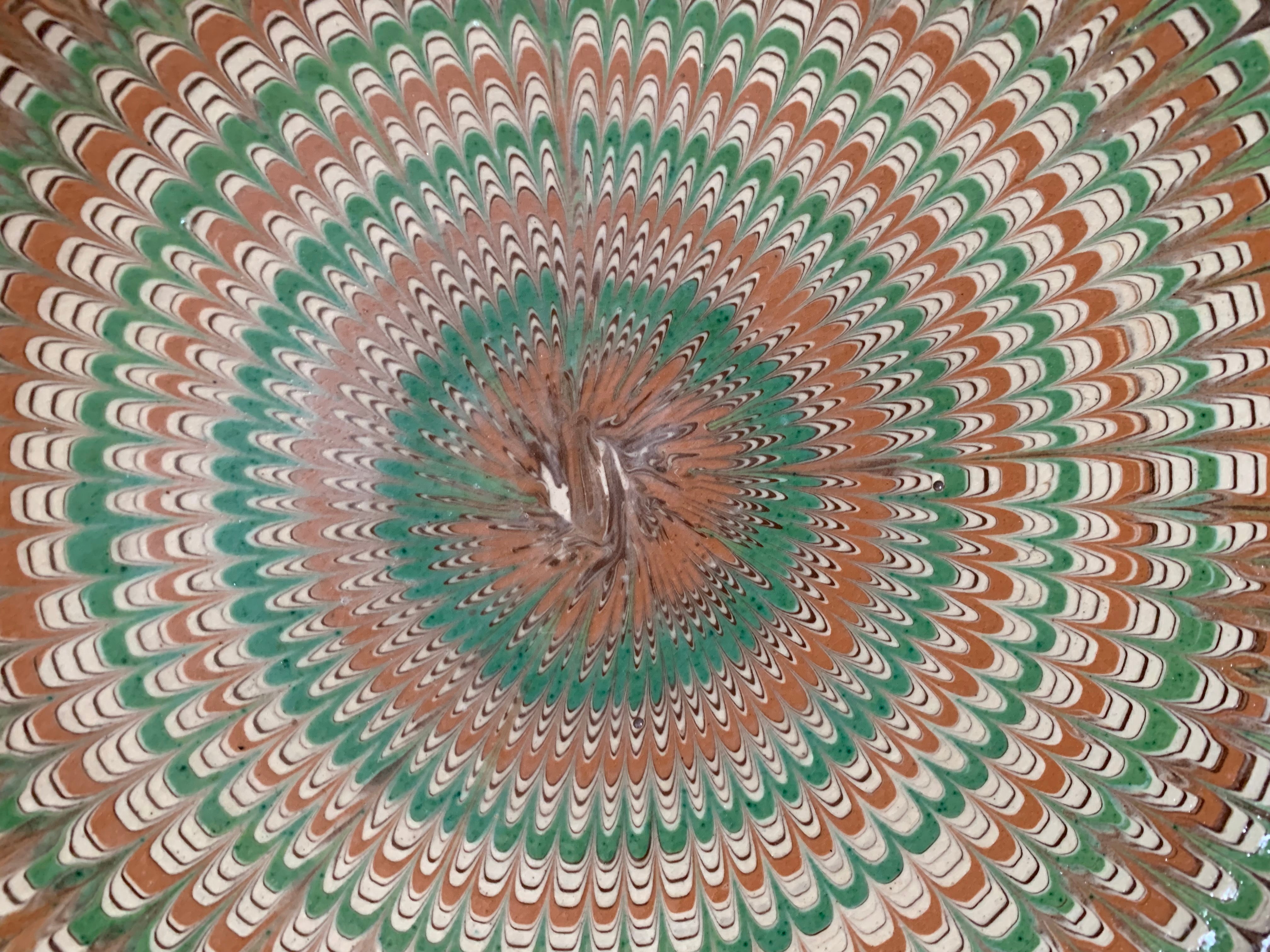 Decorative Patterned Plate in greens and earthy colours