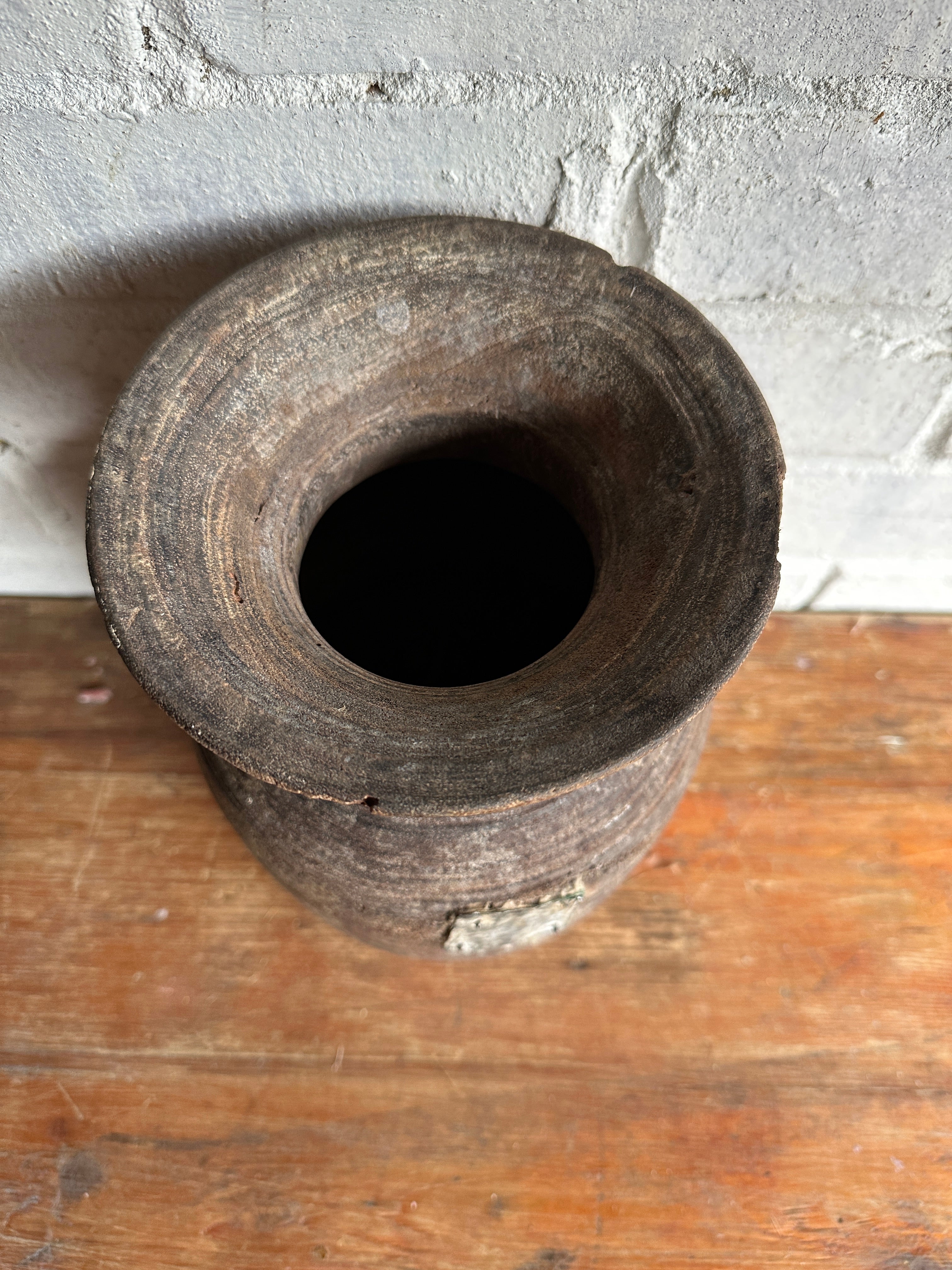 19th Century Tibetan Carved Wooden Curd Pot