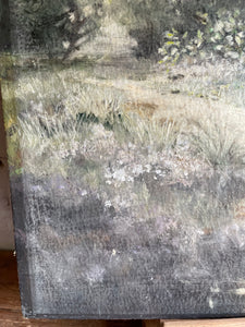 Antique Landscape: Signed Oil on Wood Board