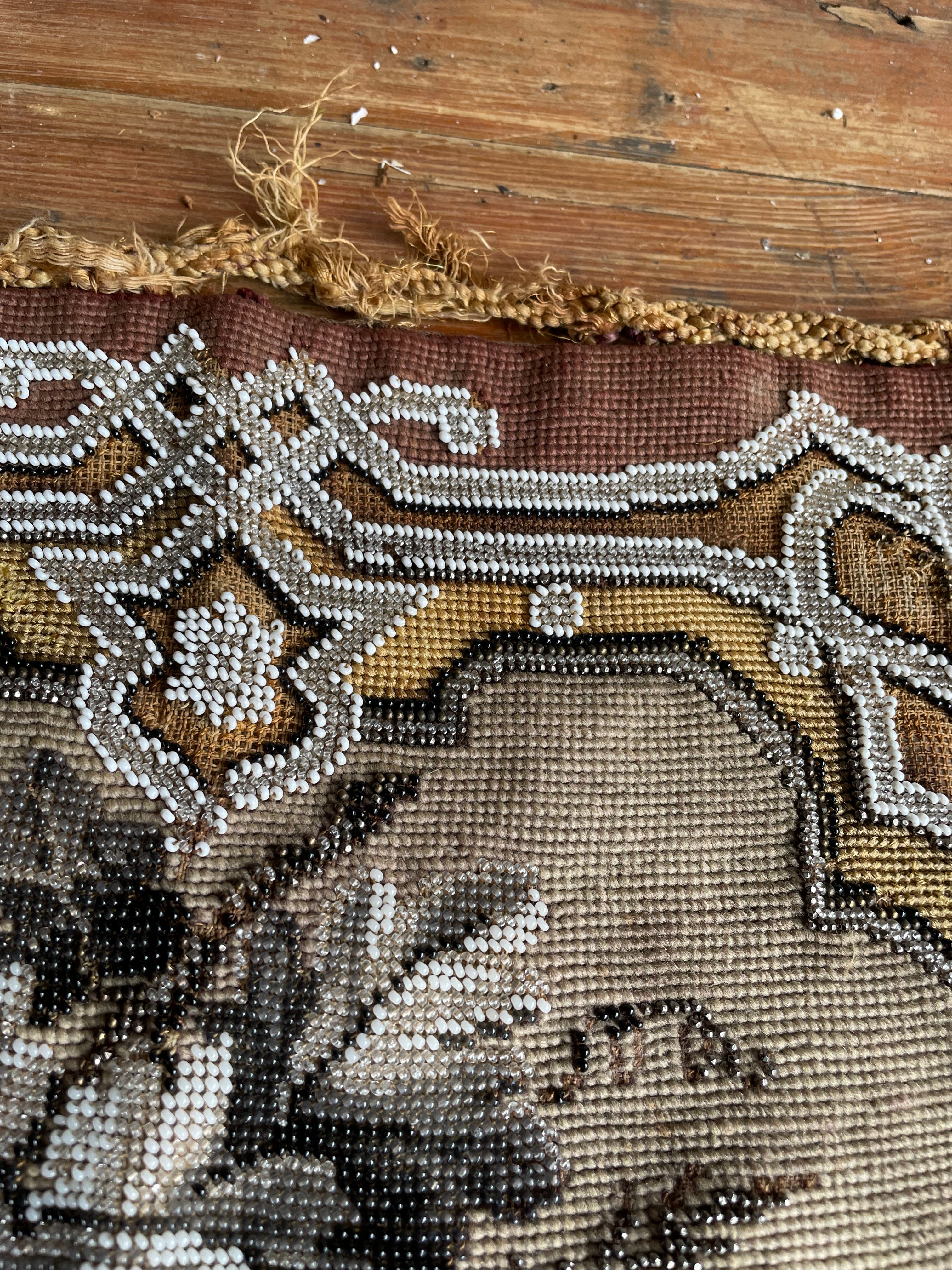Victorian Beadwork Textile Shield