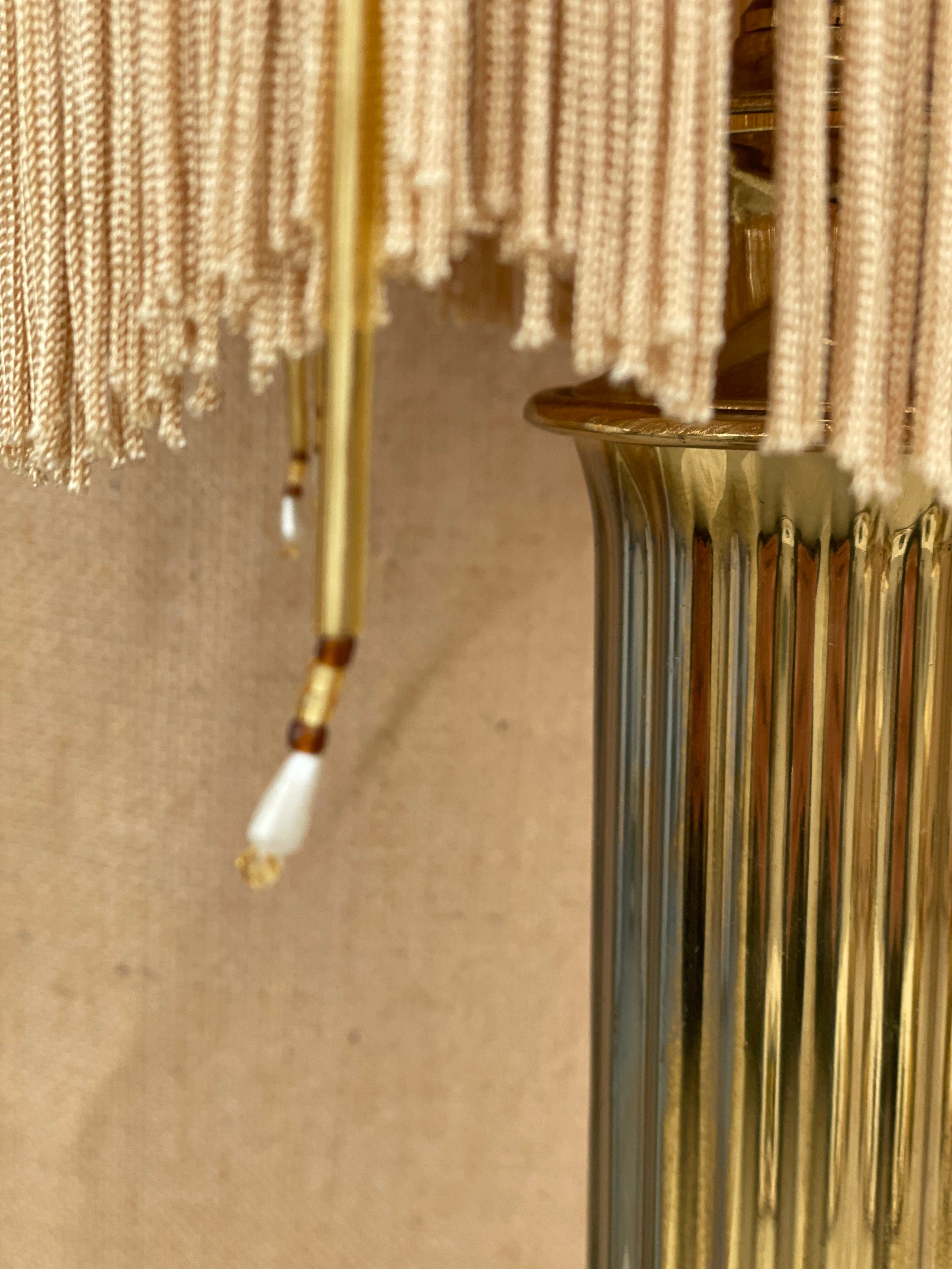 Antique Gold Lamp with Fringing & Tapestry