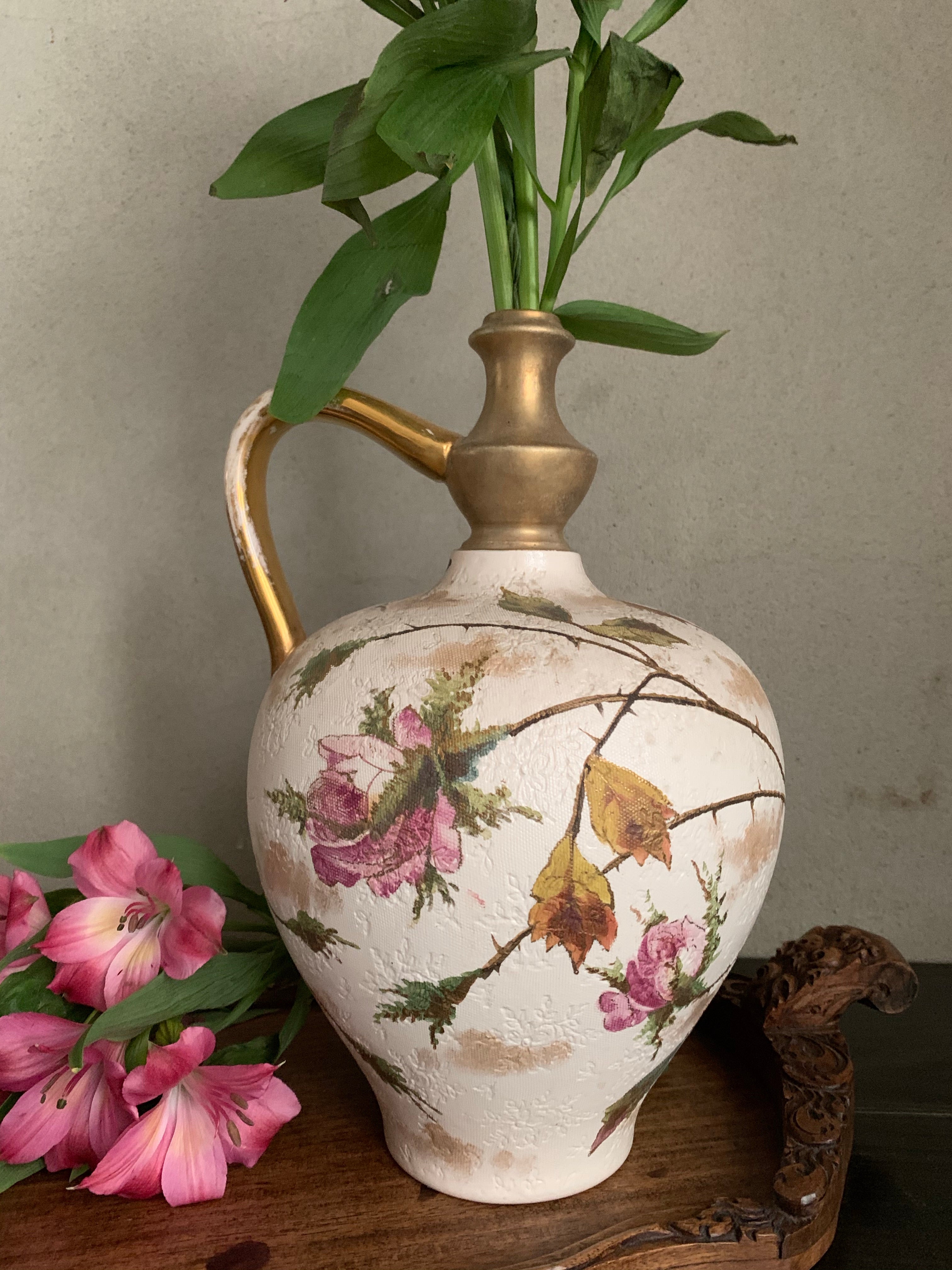 Antique Porcelain Pitcher with floral lace detail