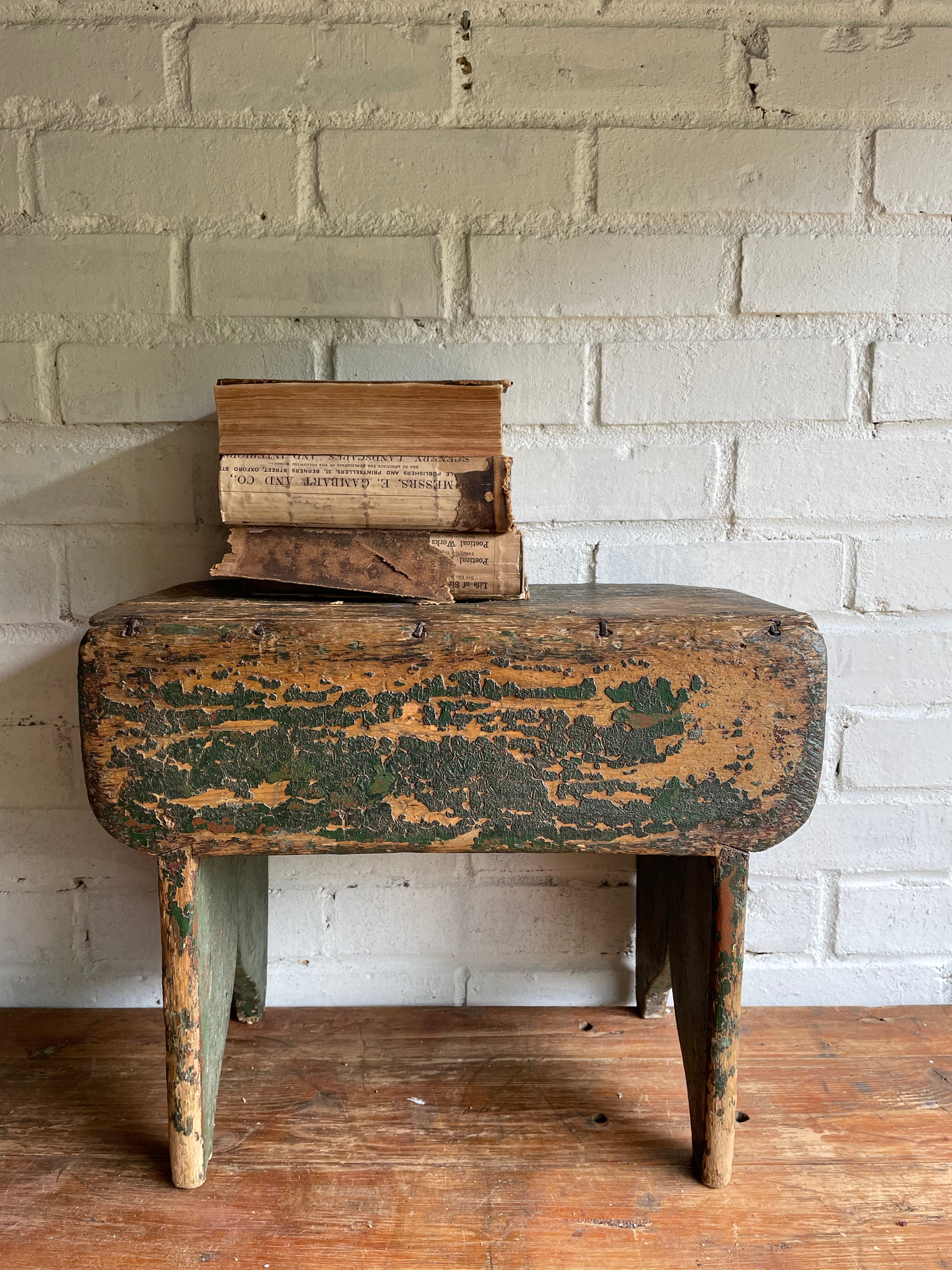 Rustic Green Stool