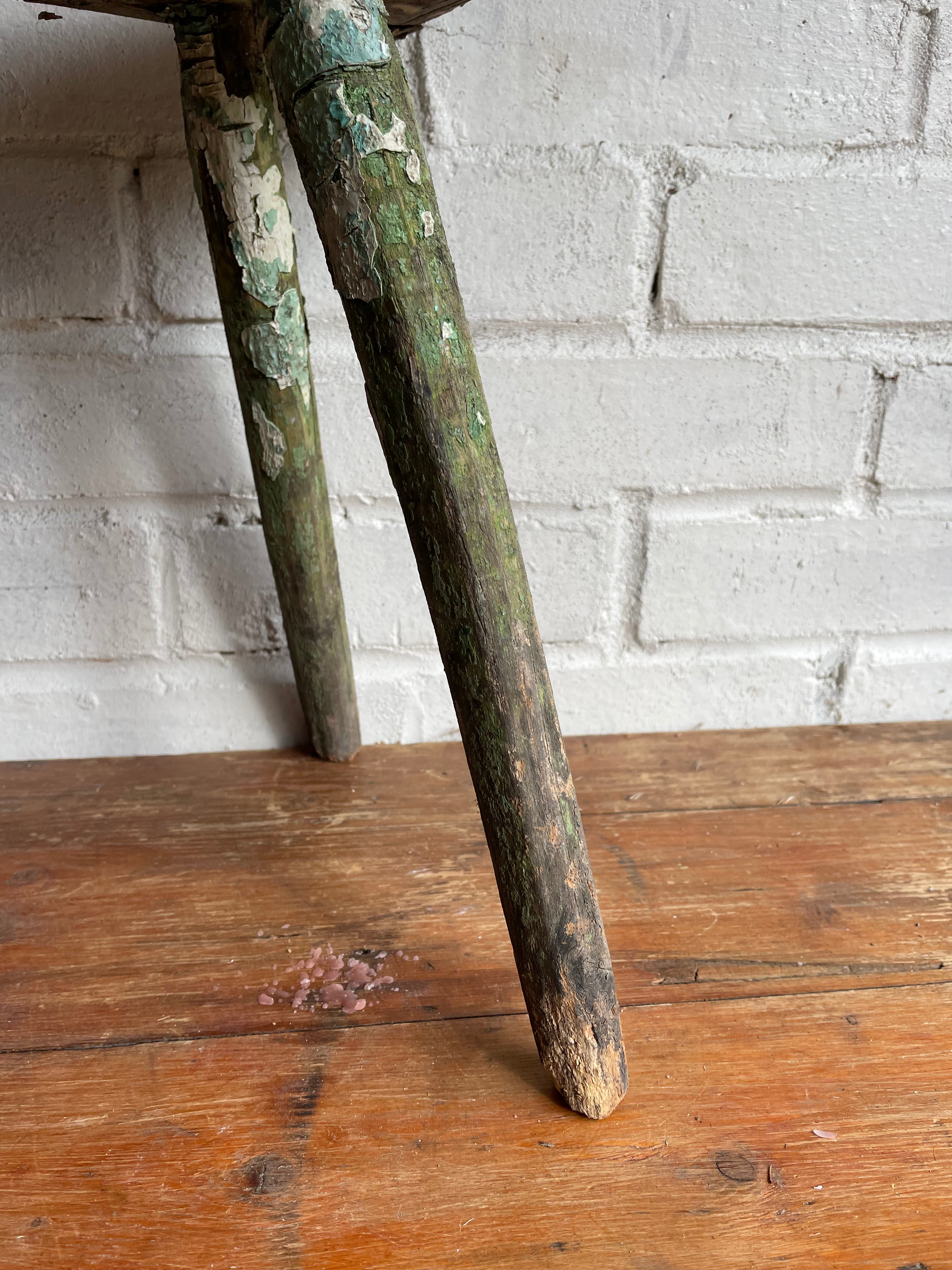 Rustic Green Stool