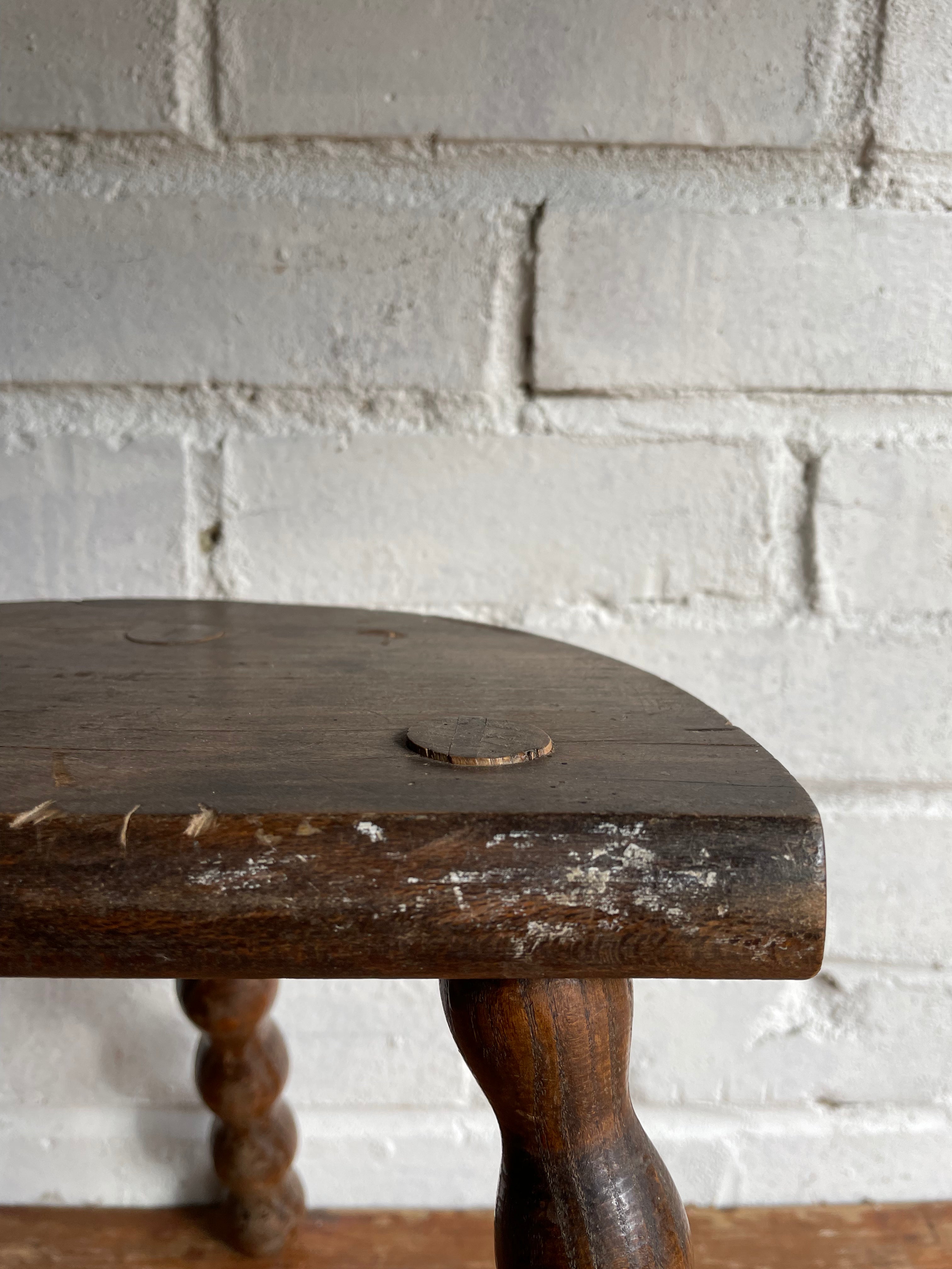 Small French Half-Moon Shaped Milking Stool