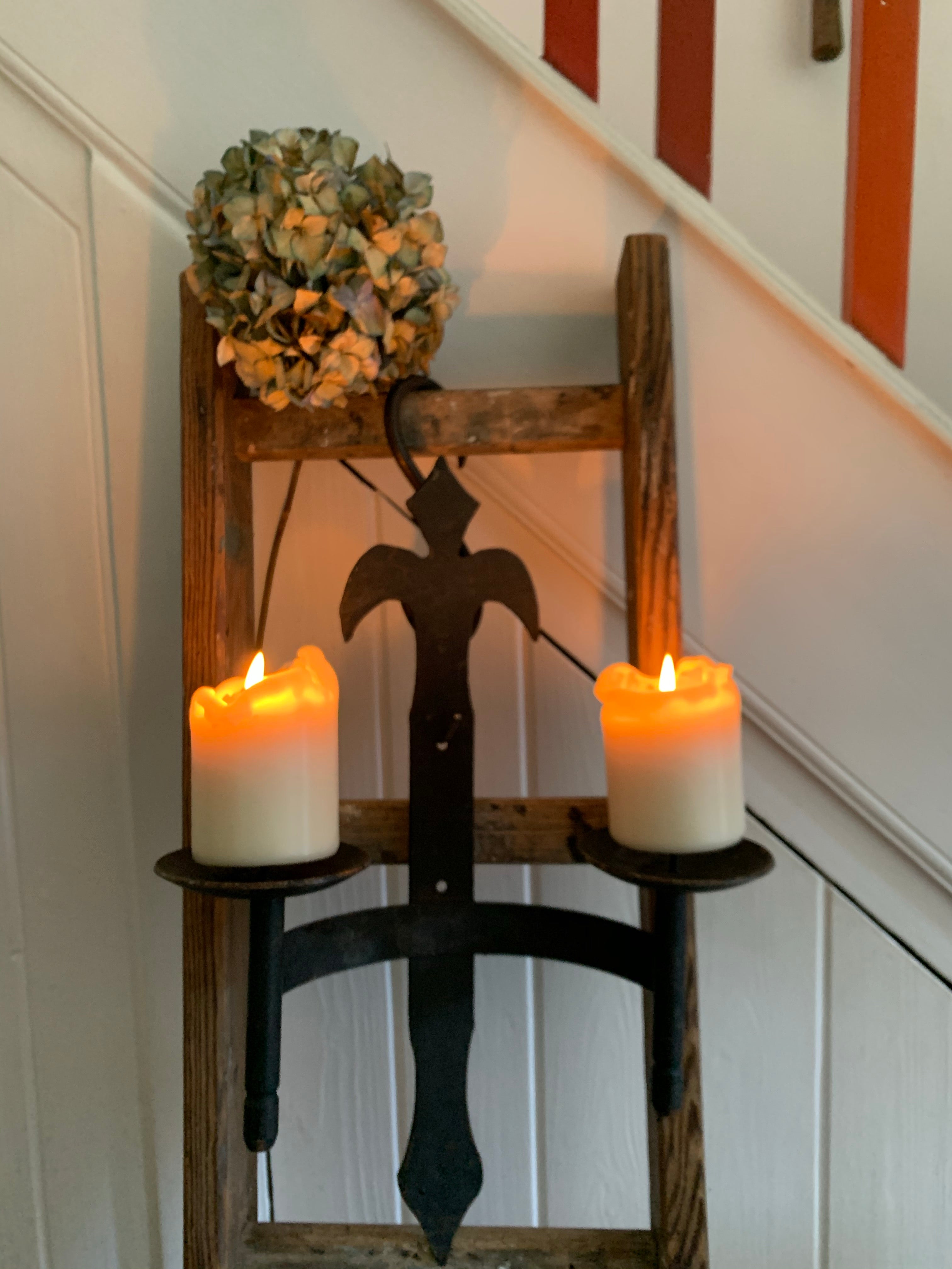 Wrought Iron Wall-Hung Candle Holder