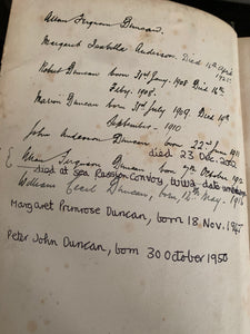 19th Century Leather Bible with handwritten detail