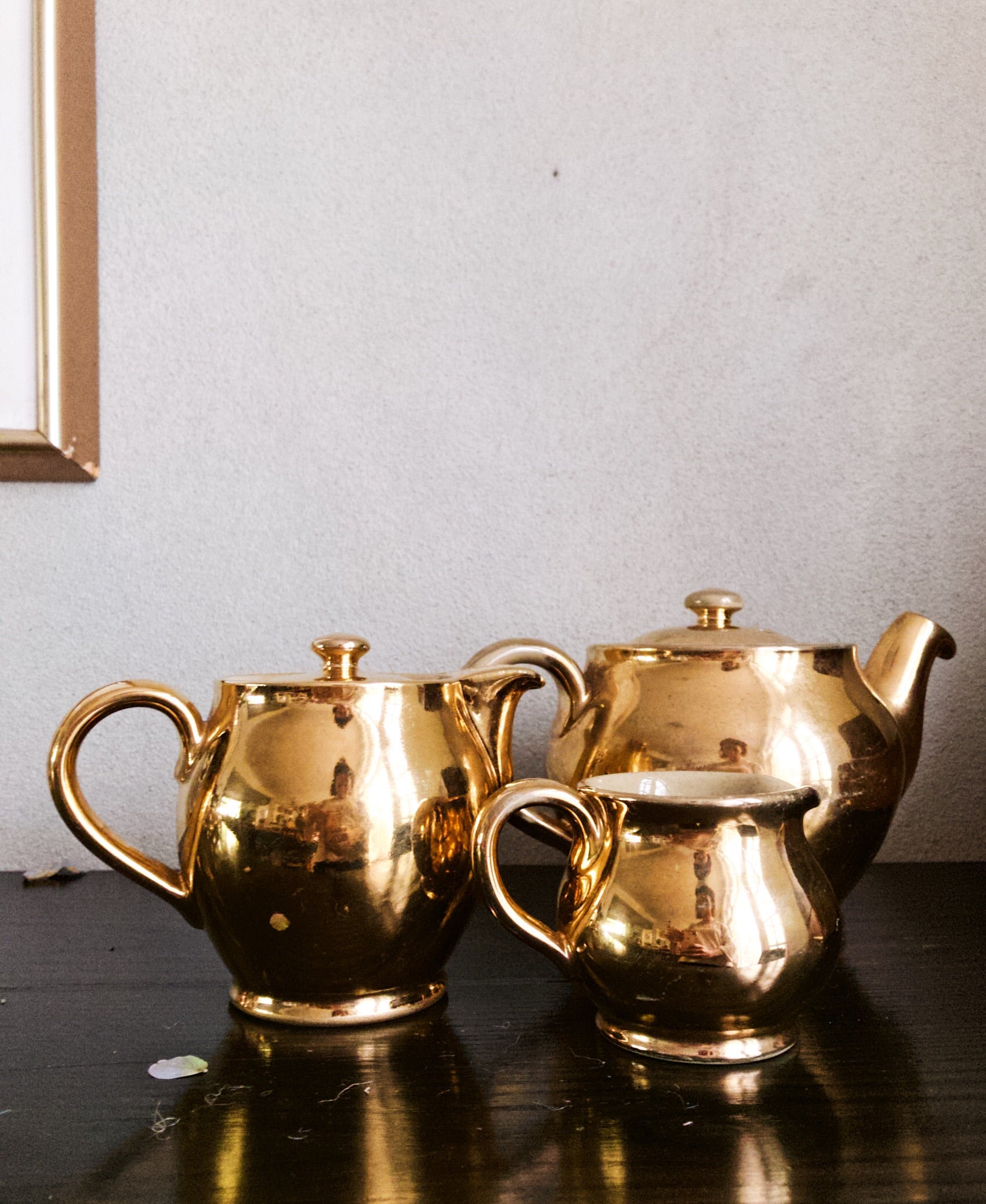 Vintage Denby Stoneware Gold Lustreware Tea Set