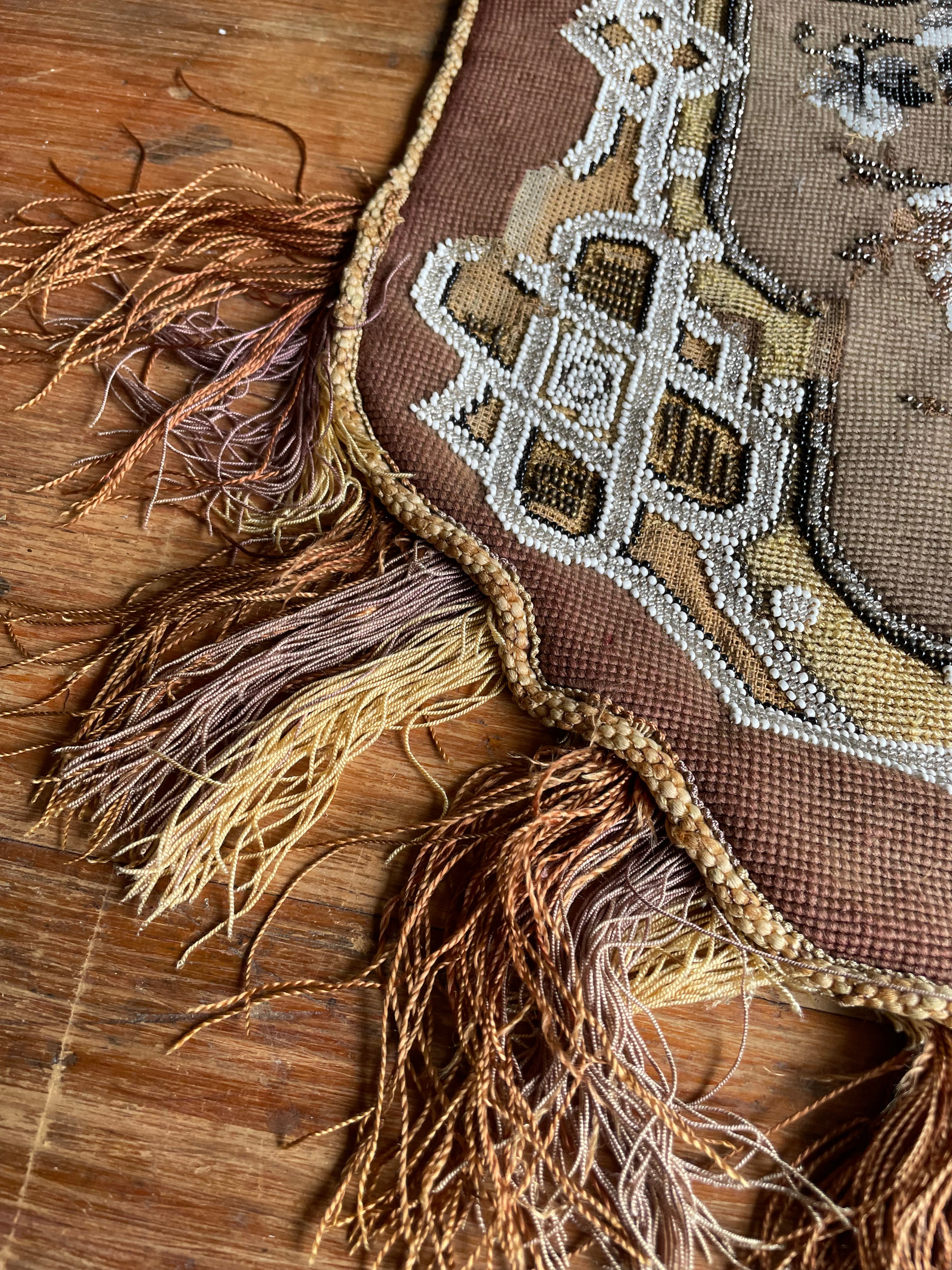 Victorian Beadwork Textile Shield