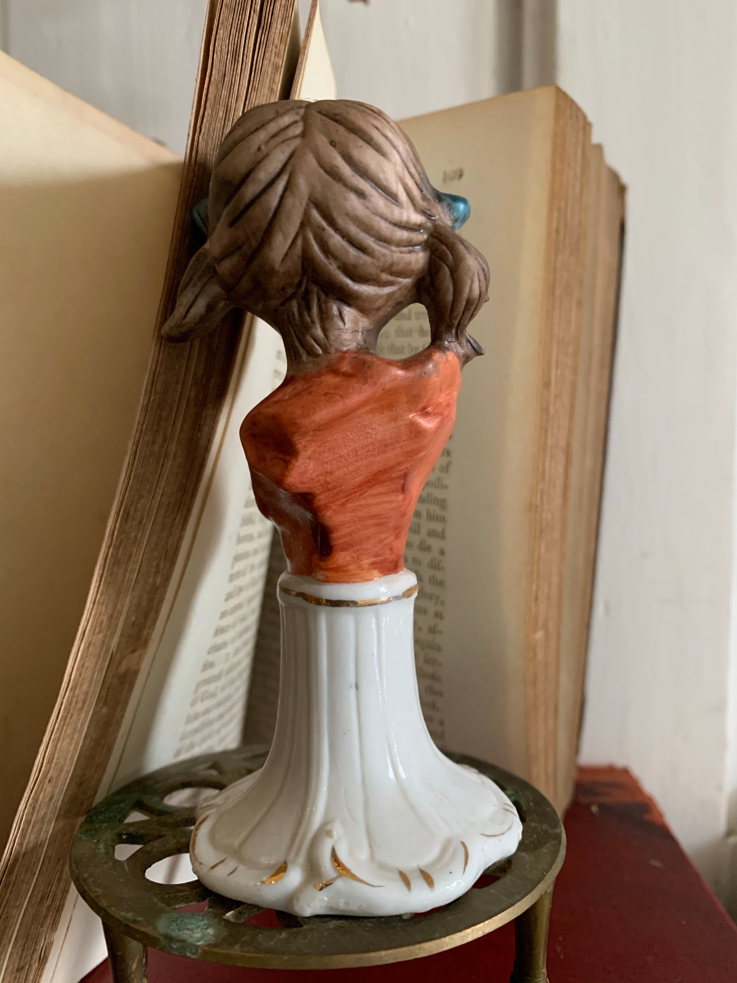 Pair of Capodimonte Porcelain Figurine Busts of a Boy & Girl