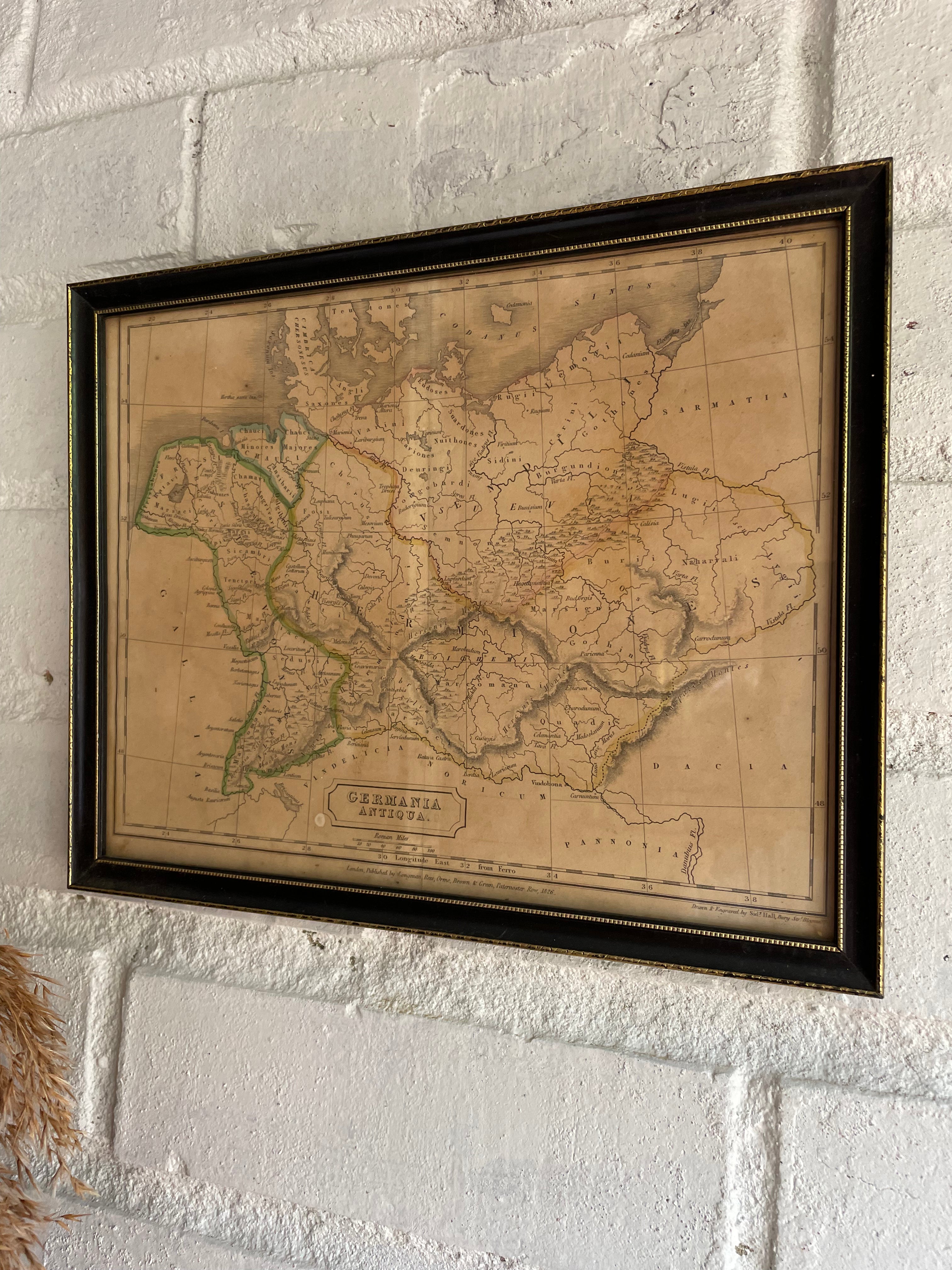 Small 19th Century Framed Map: Germania