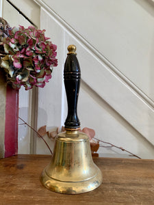 Large Vintage Brass Handbell with Black Handle