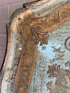 Large Green, Blue and Gold Florentine Tray