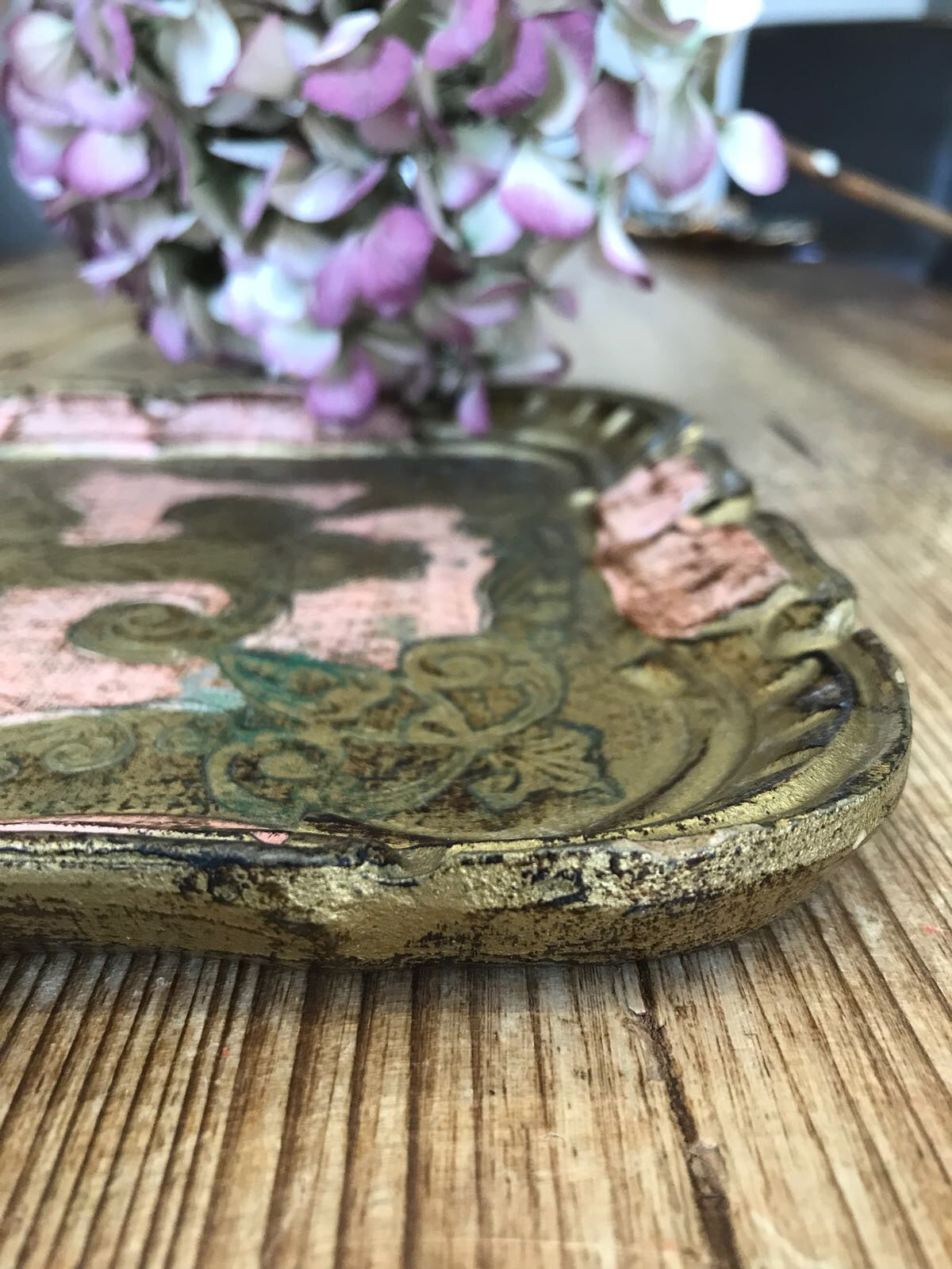 Pink Florentine Gilt Tray