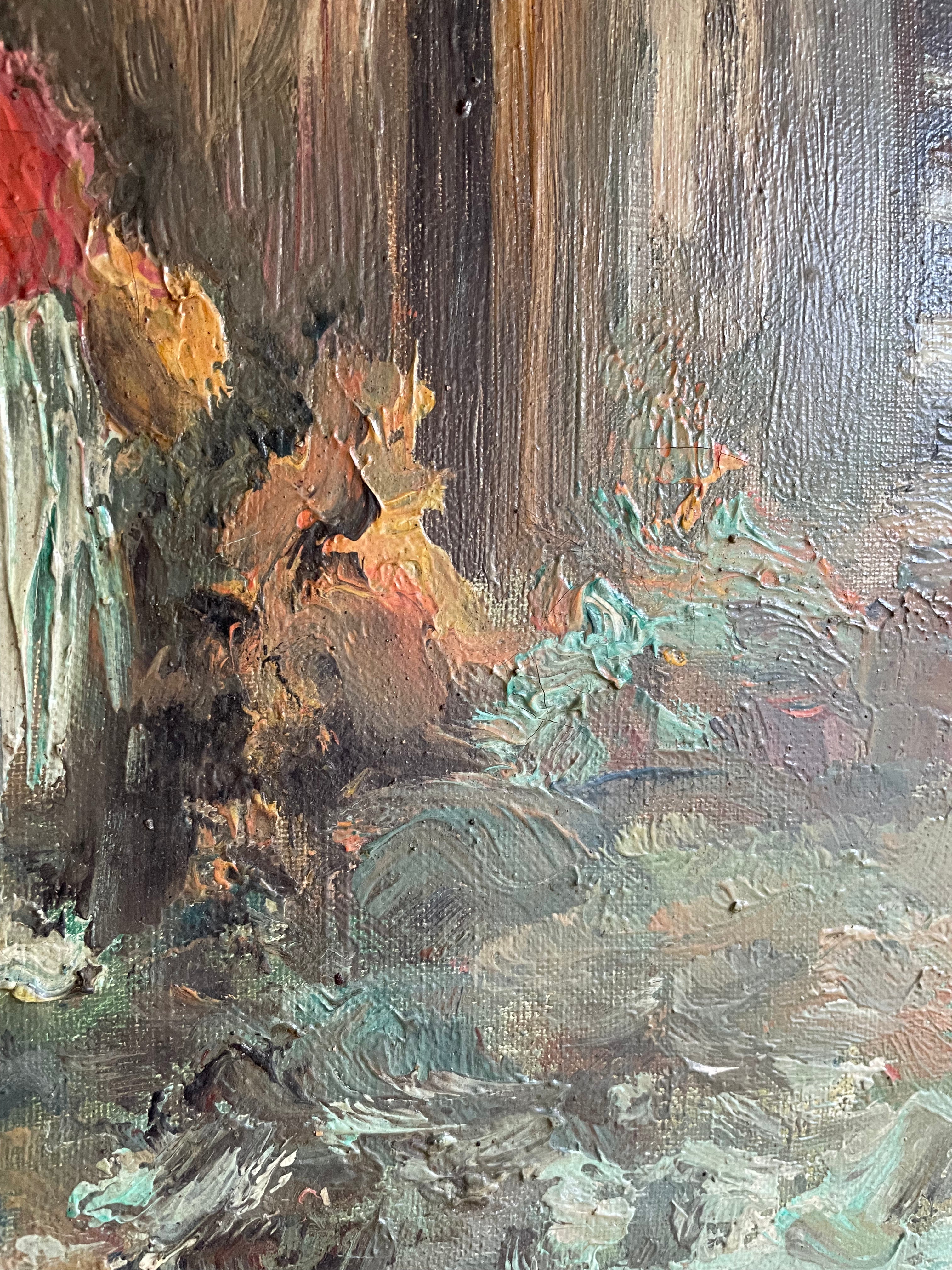 Street Scene: Impasto Oil on Canvas