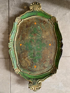 Small Green Florentine Gilt Tray