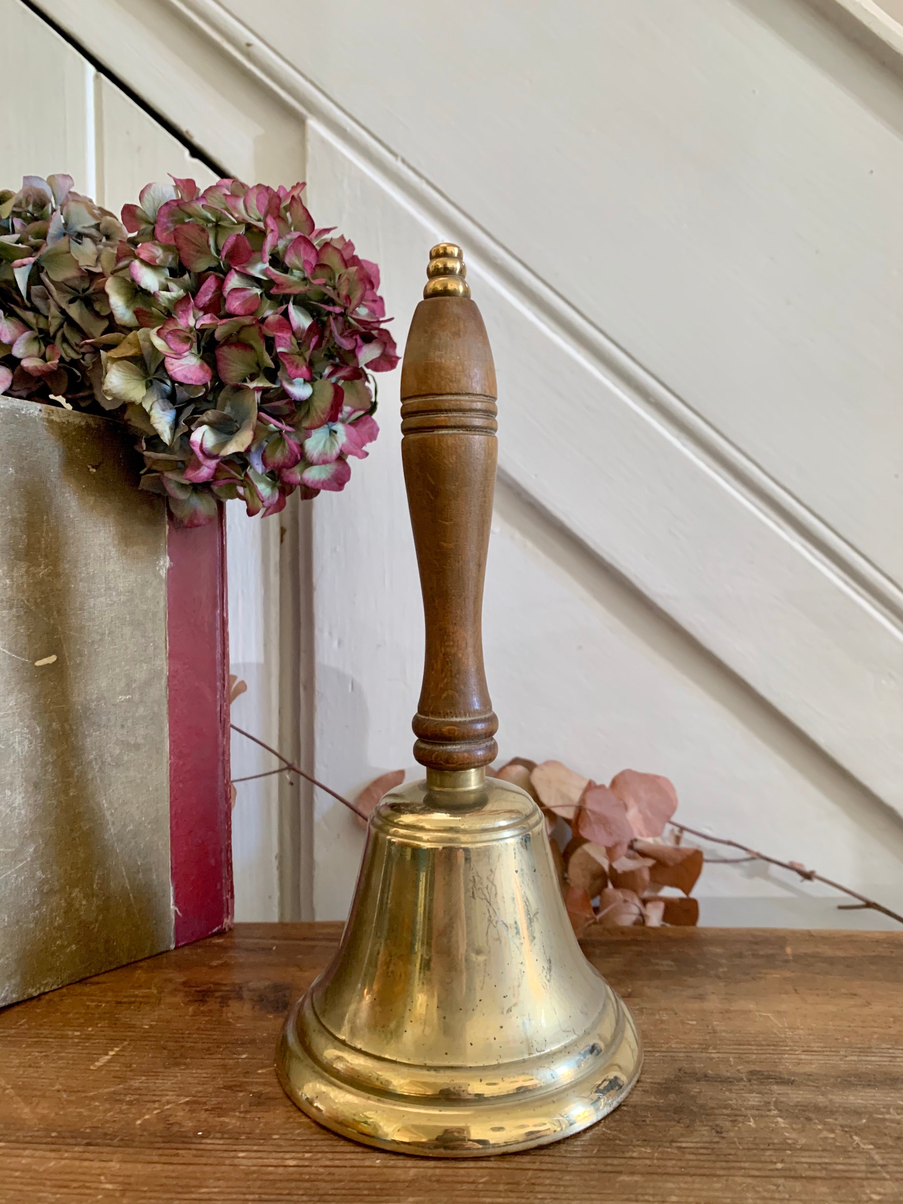 Large Vintage Brass Handbell with Wooden Handle – Reclectic