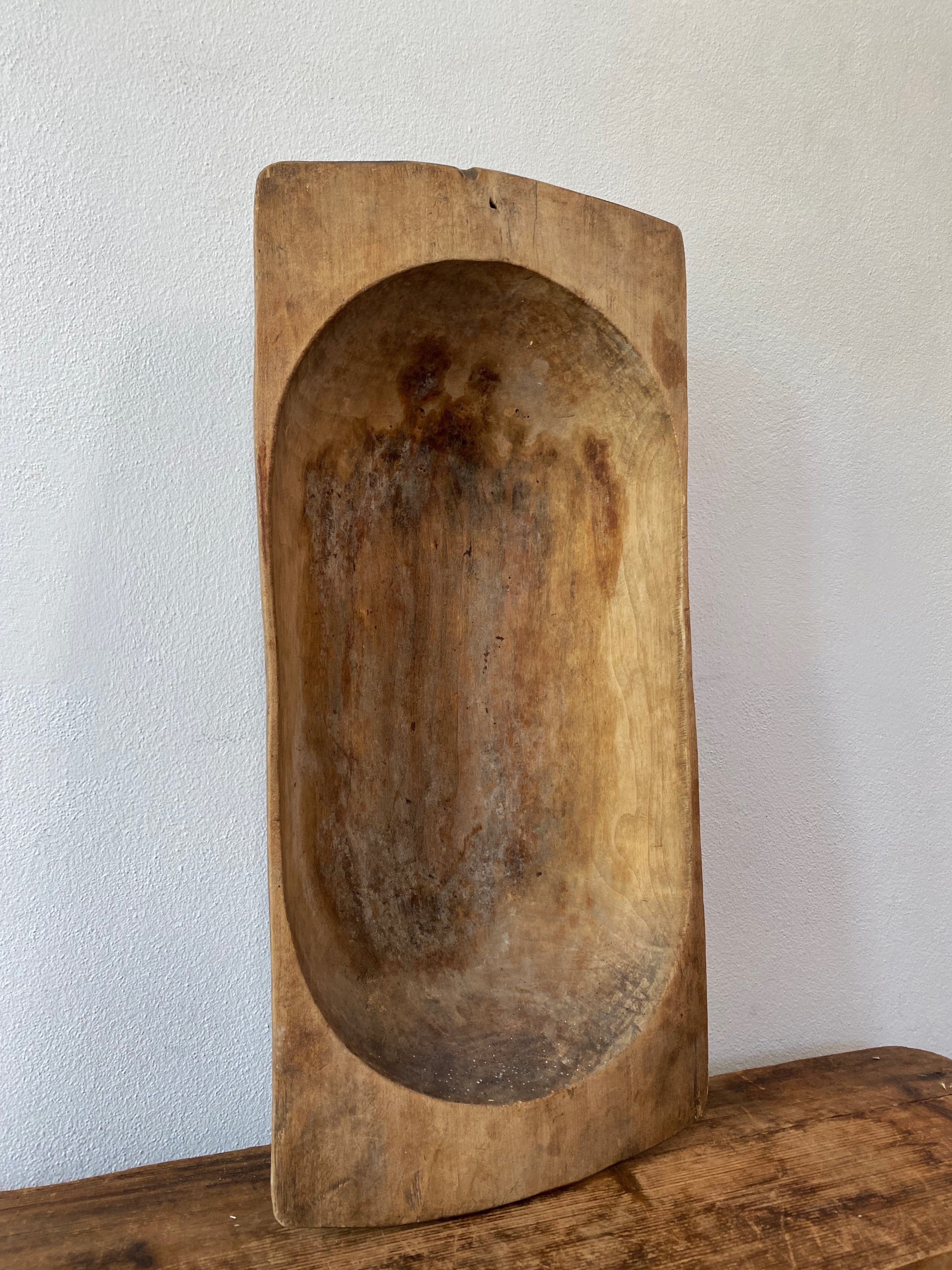 Large Rustic Wooden Dough Bowl