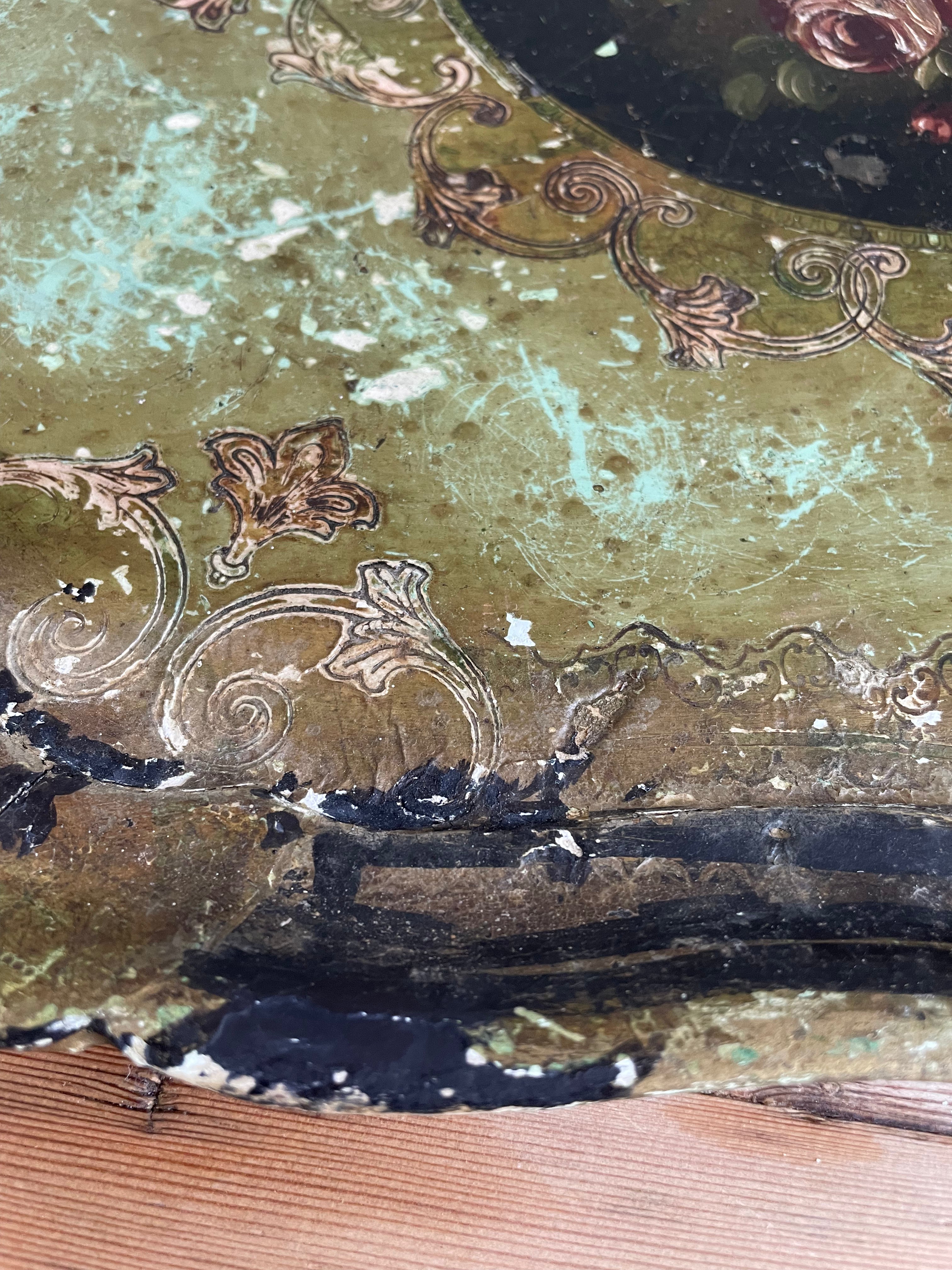 Florentine Tray with black and green florals