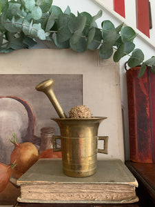 Large Antique Brass Pestle and Mortar