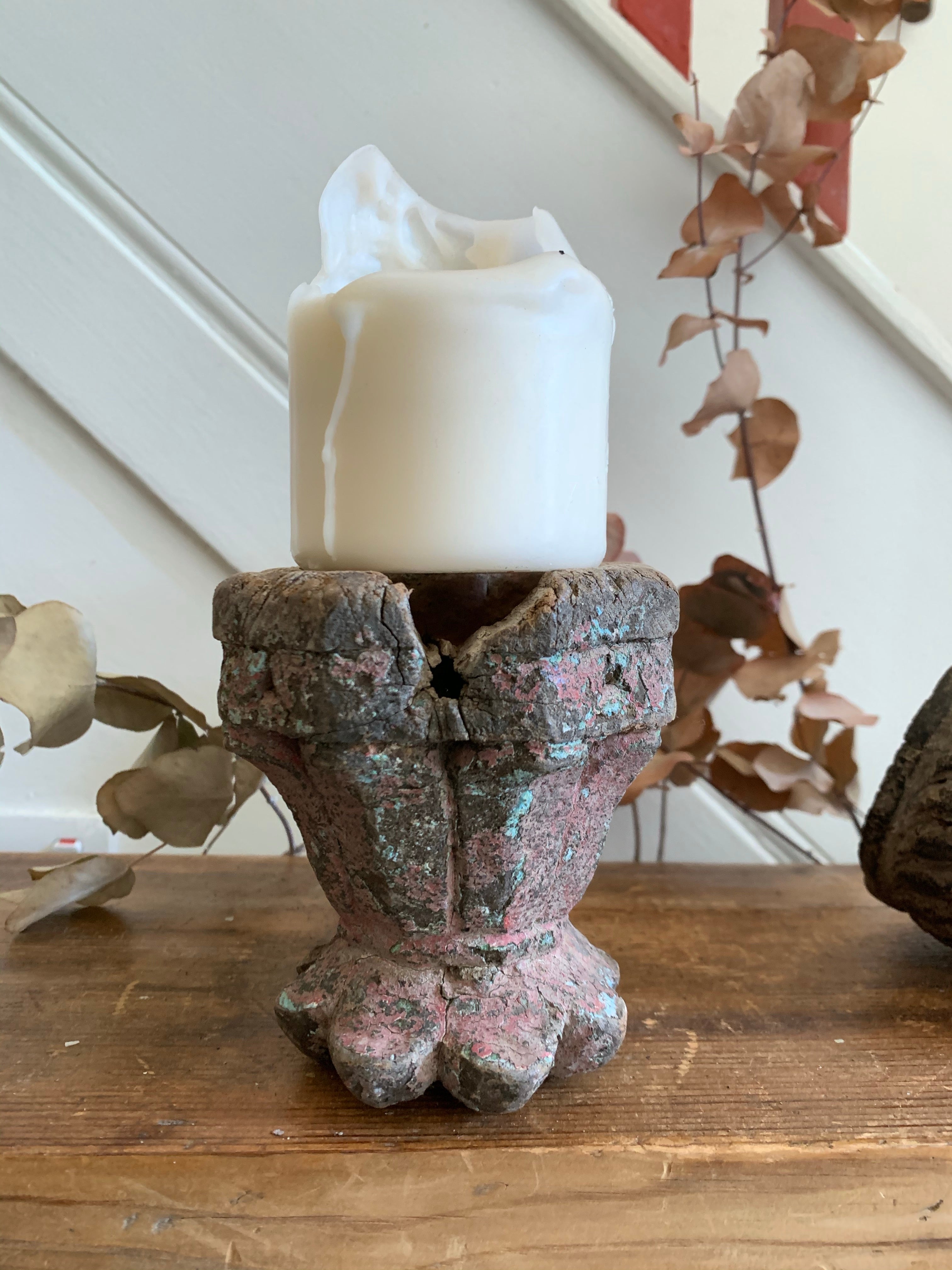 Wooden Carved Antique Candle Bracket 2