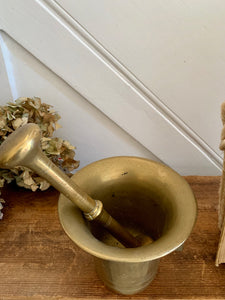 Large Antique Brass Pestle and Mortar