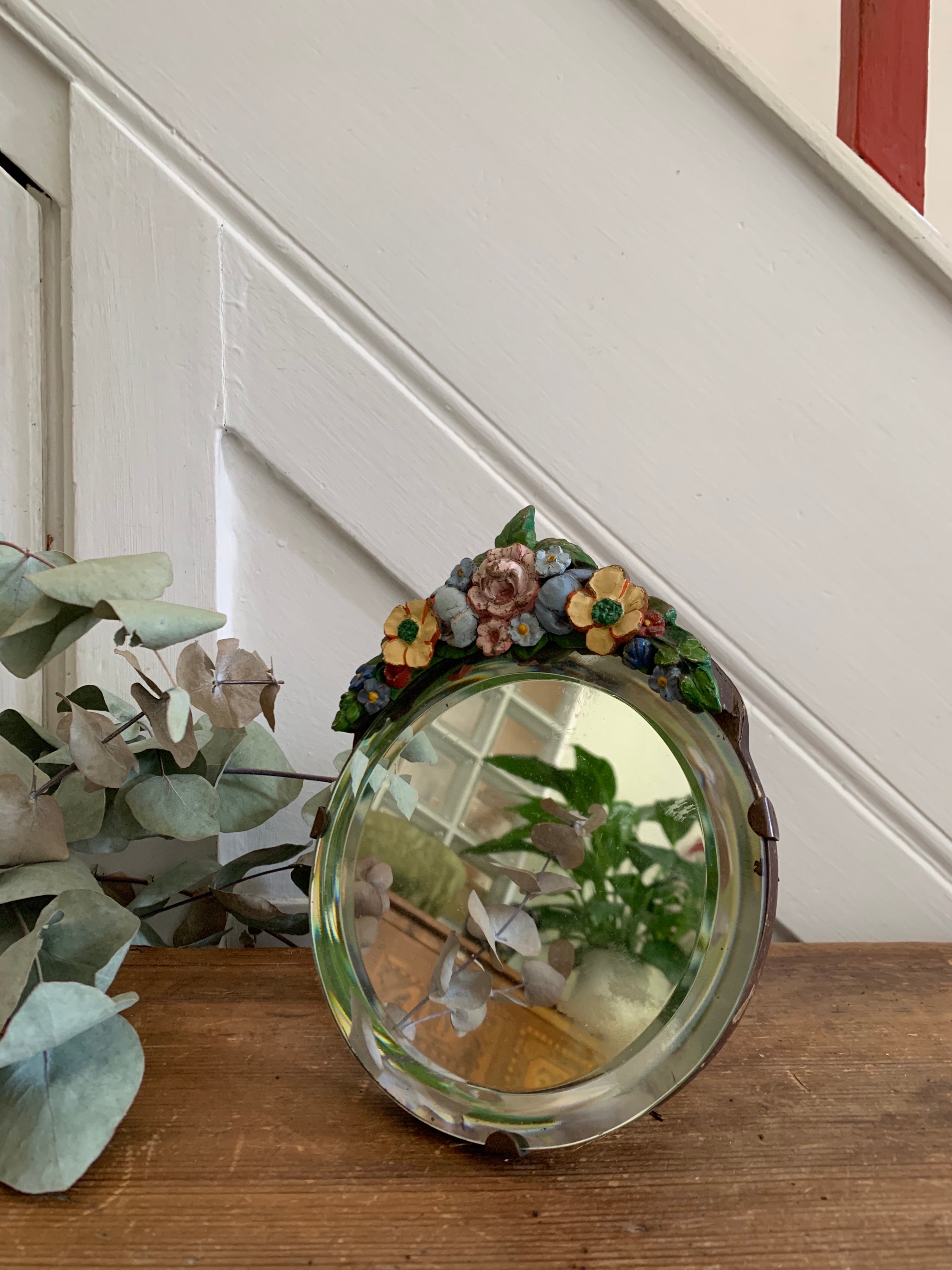 Barbola Mirror with Decorative Flowers