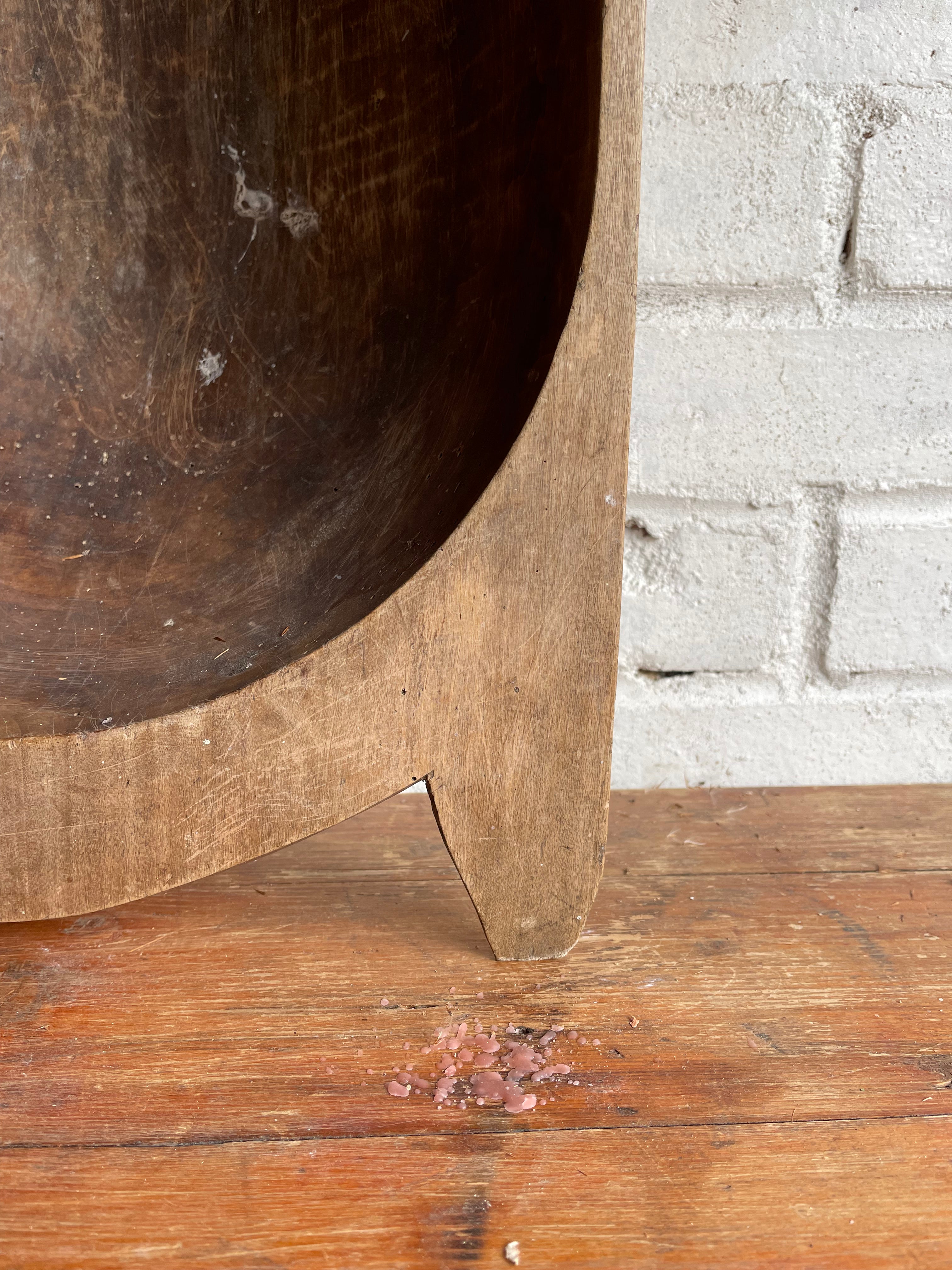 Large Wooden Dough Bowl 2