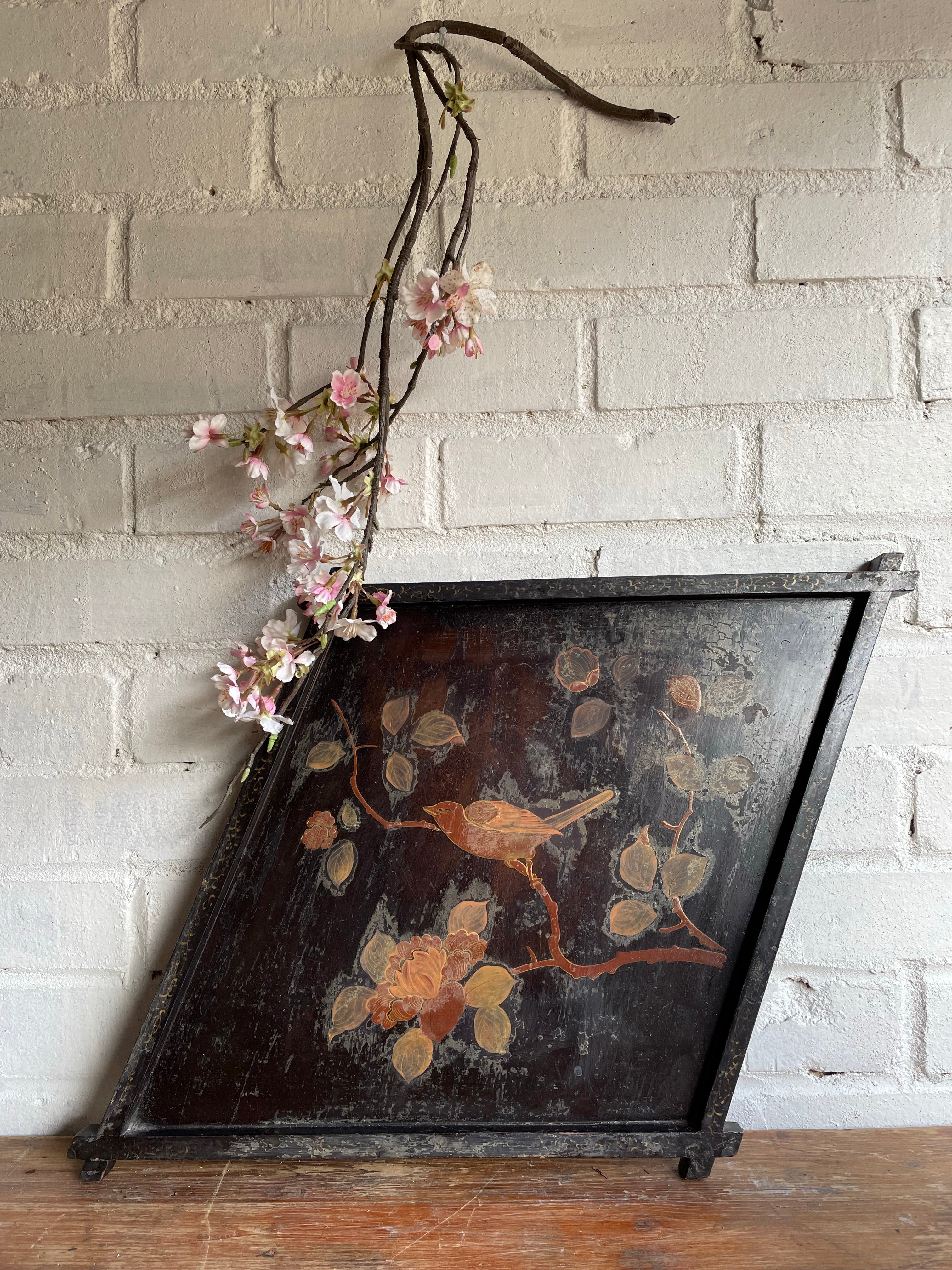 19th century Japanese Lacquered Tray with birds and trees