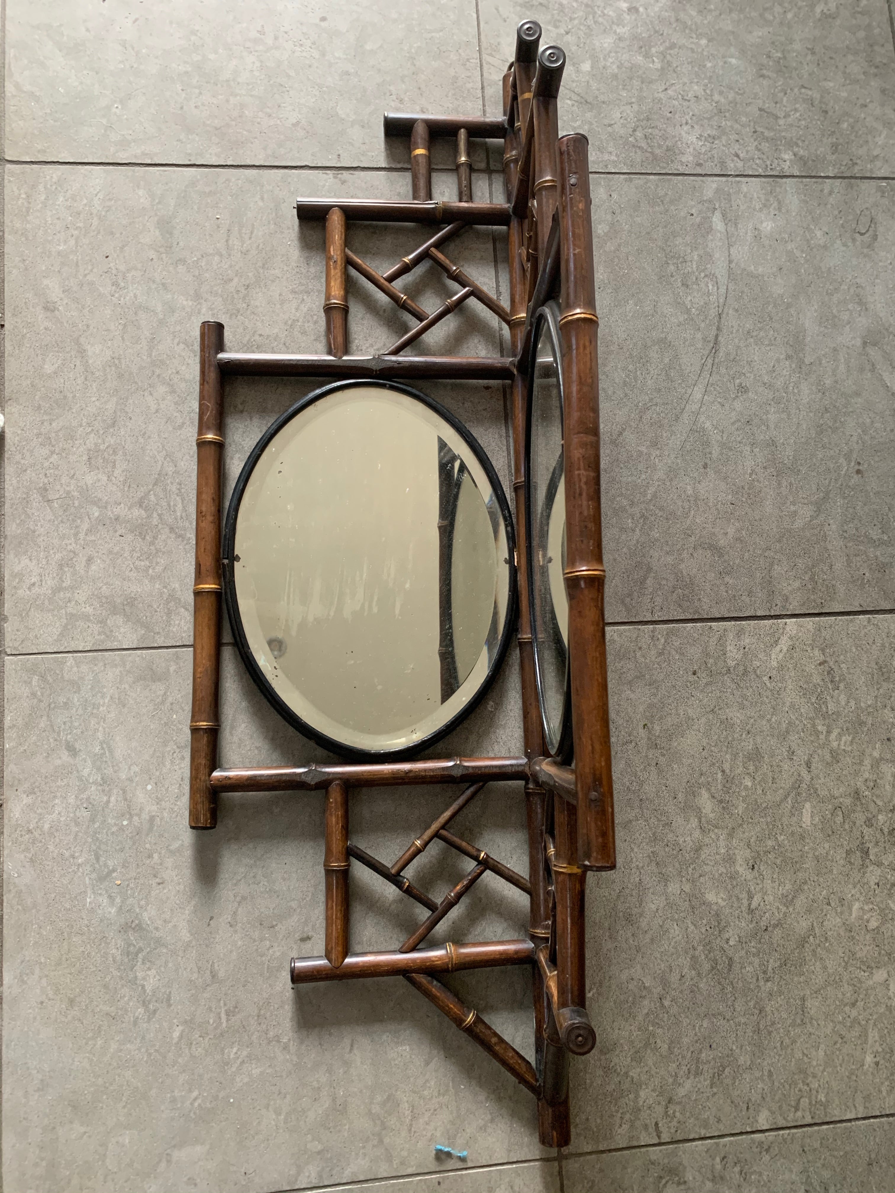 1930s Faux Bamboo Corner Mirror