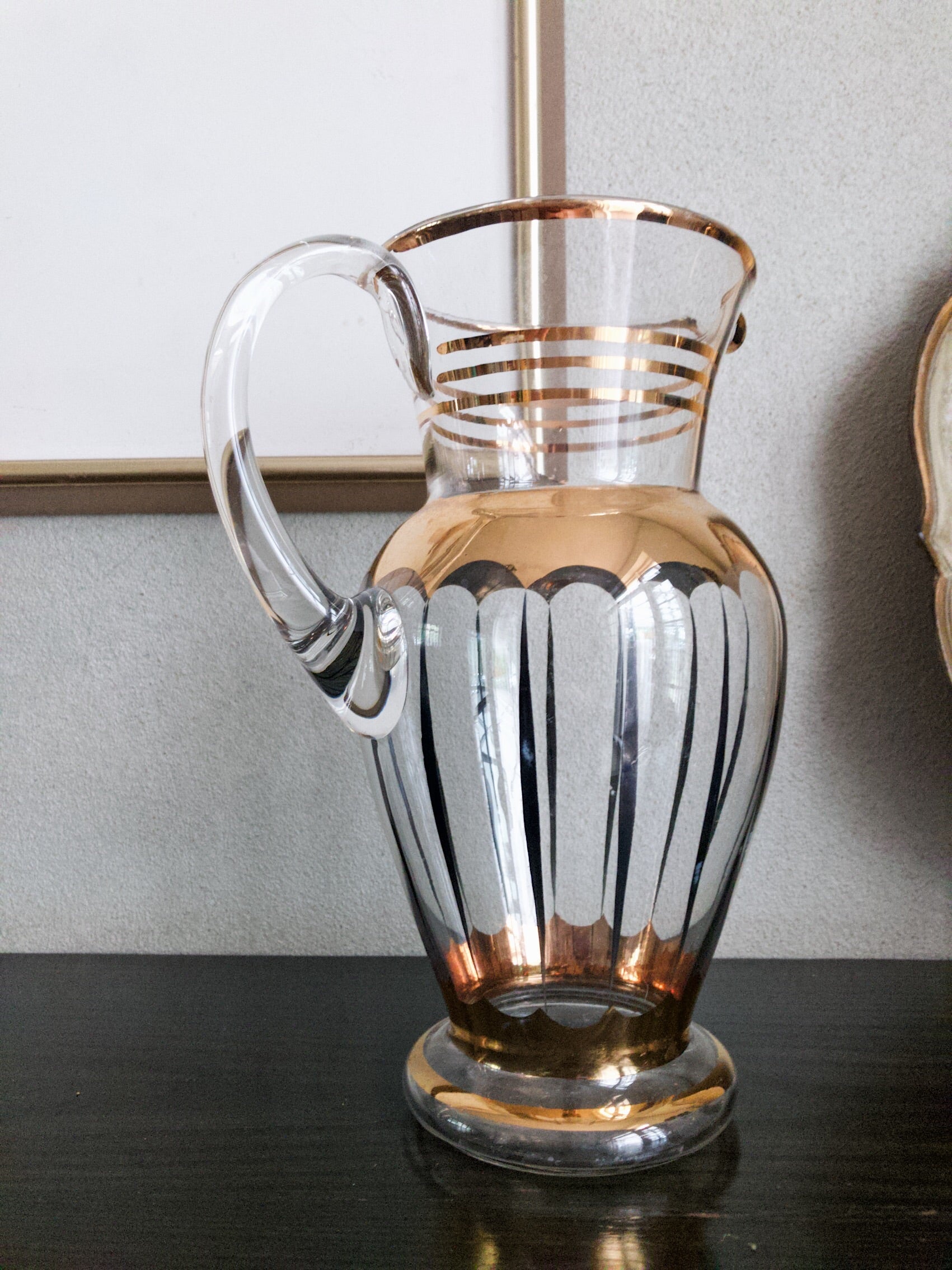 Midcentury Glass and Gold Jug