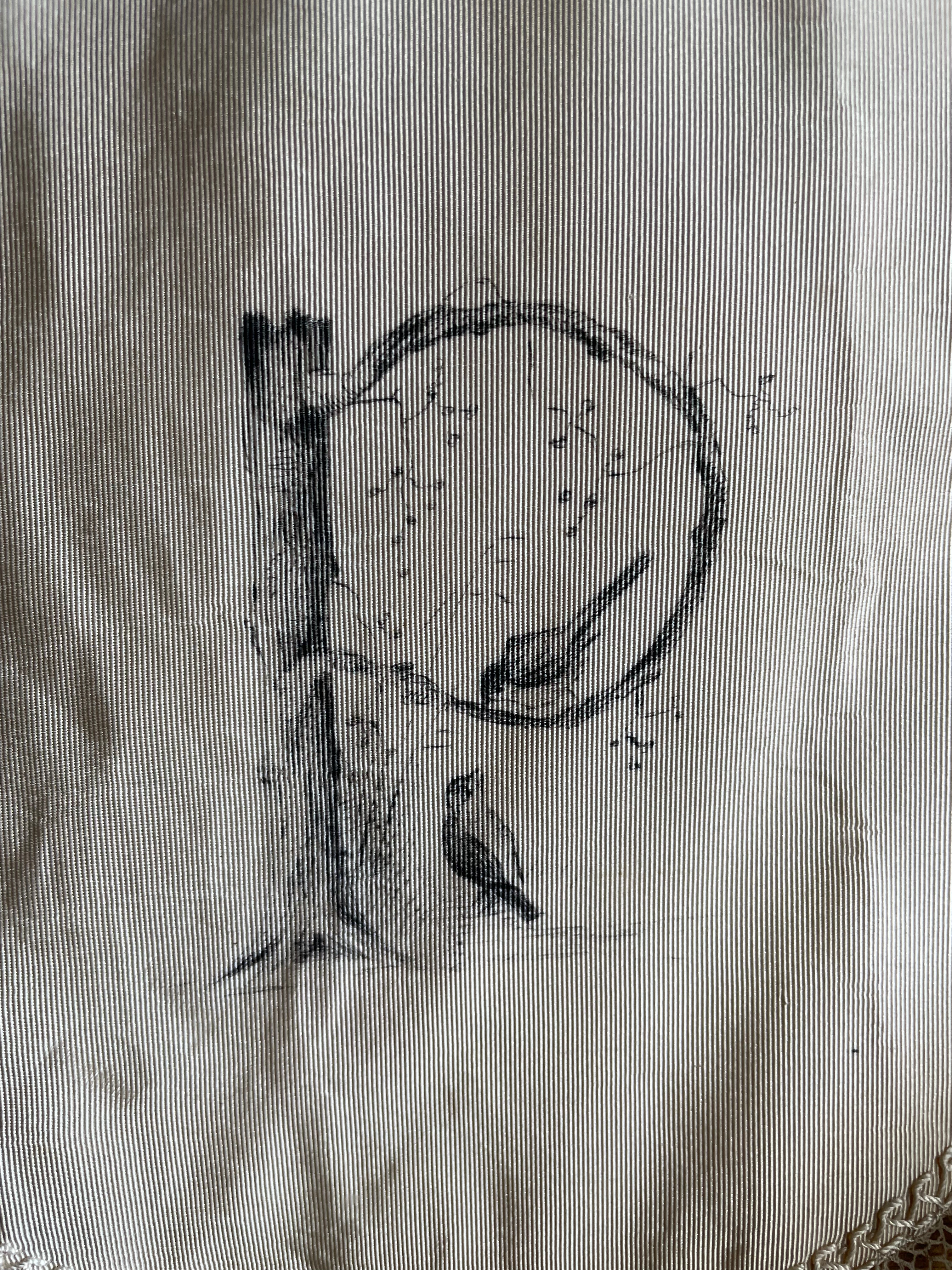 Victorian Silk & Lace Doily with Ink Lettered “P”