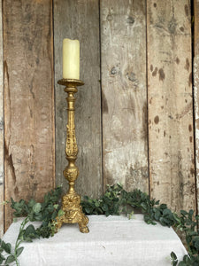 Pair of Giltwood Handcarved Church Candlesticks