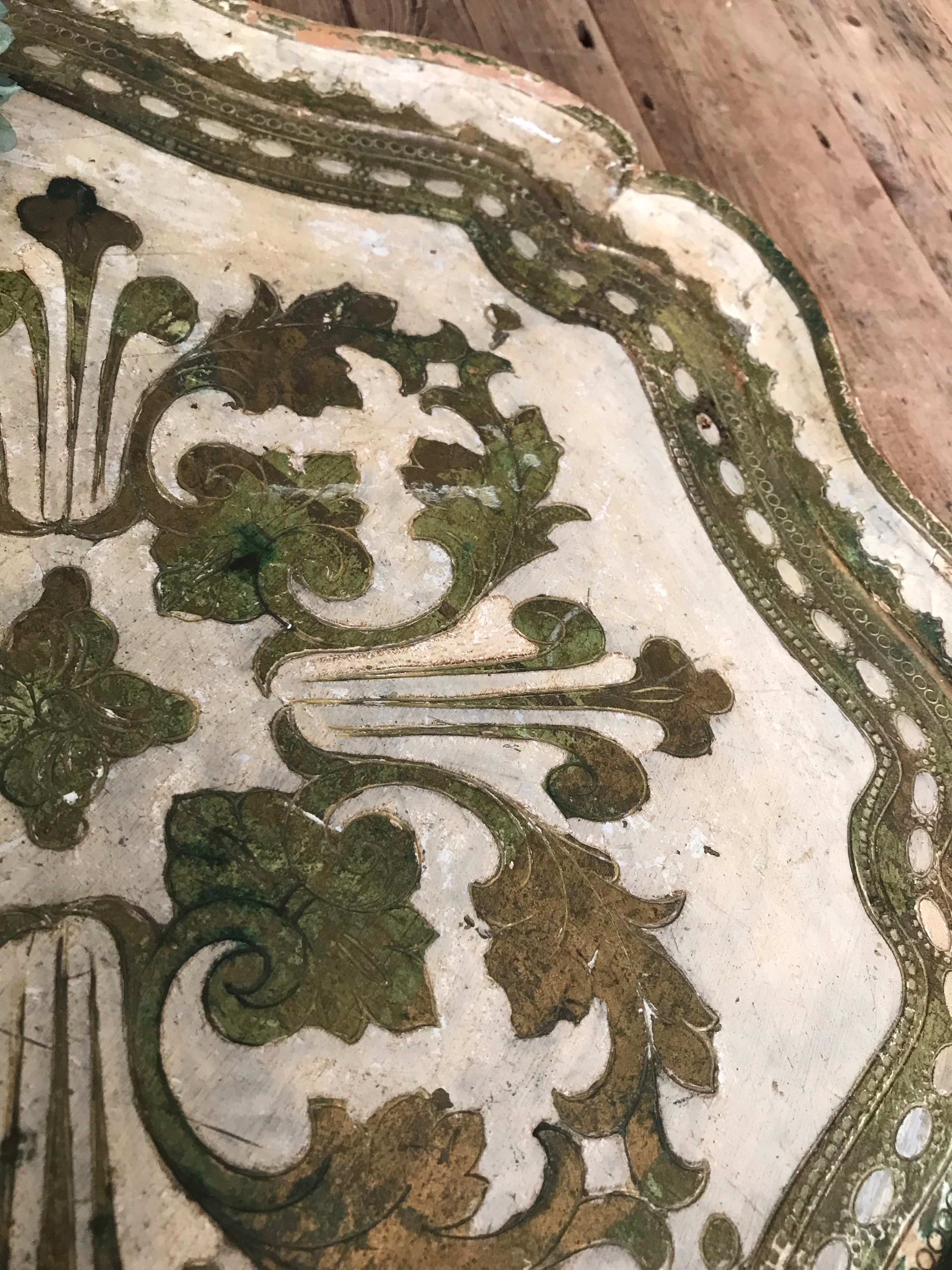 Large Cream Florentine Gilt Tray