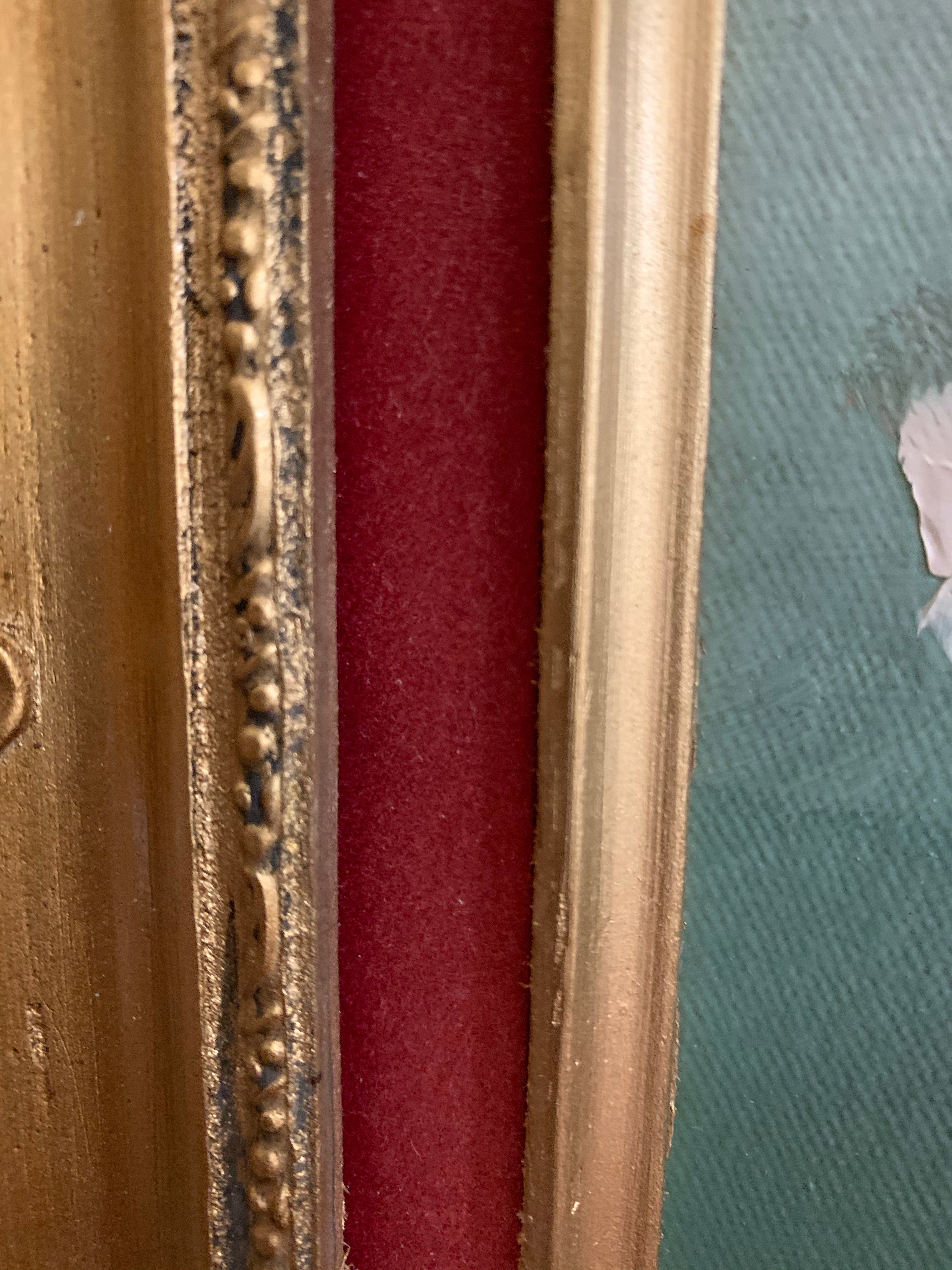 Small Floral Oil Painting with Gilt Frame