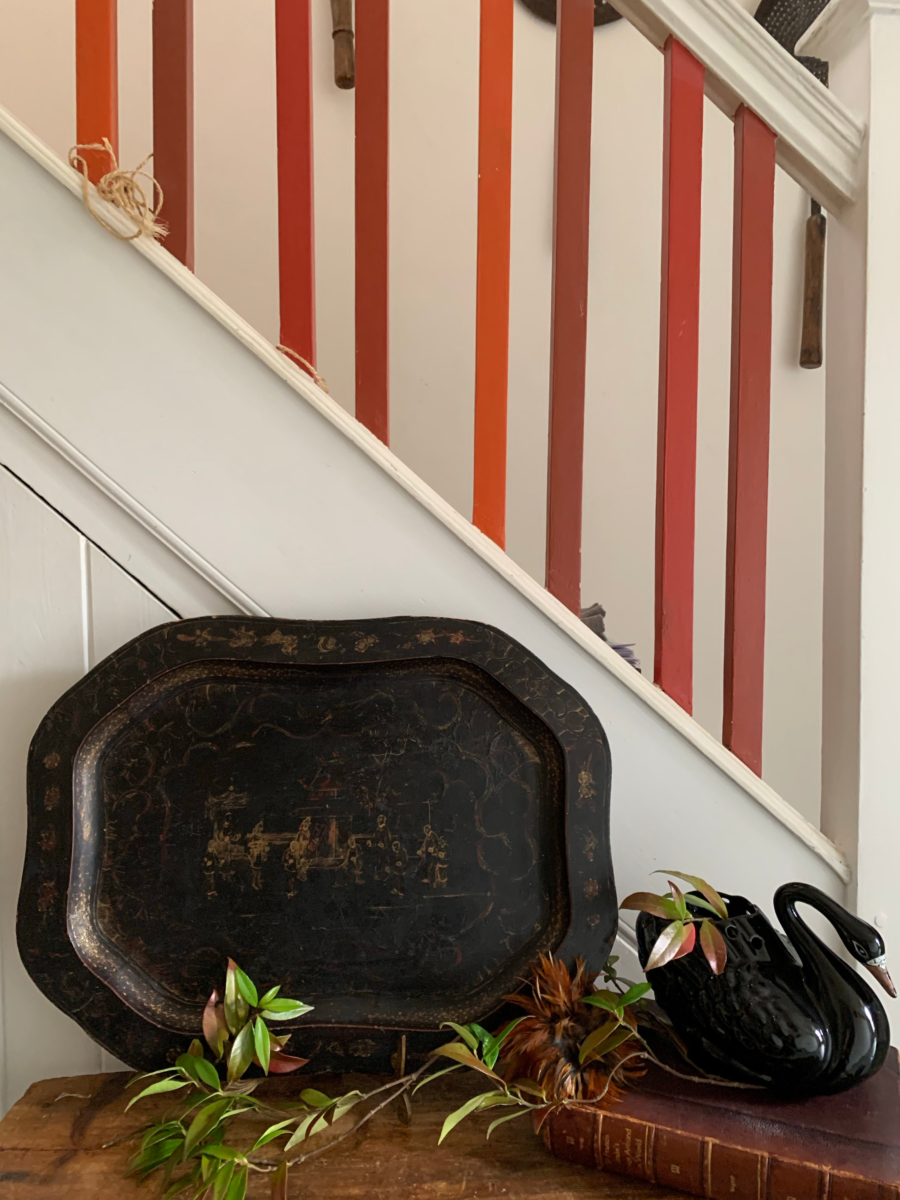 Antique Chinoisserie Papier Mache Tray