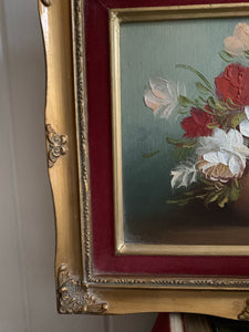 Small Floral Oil Painting with Gilt Frame