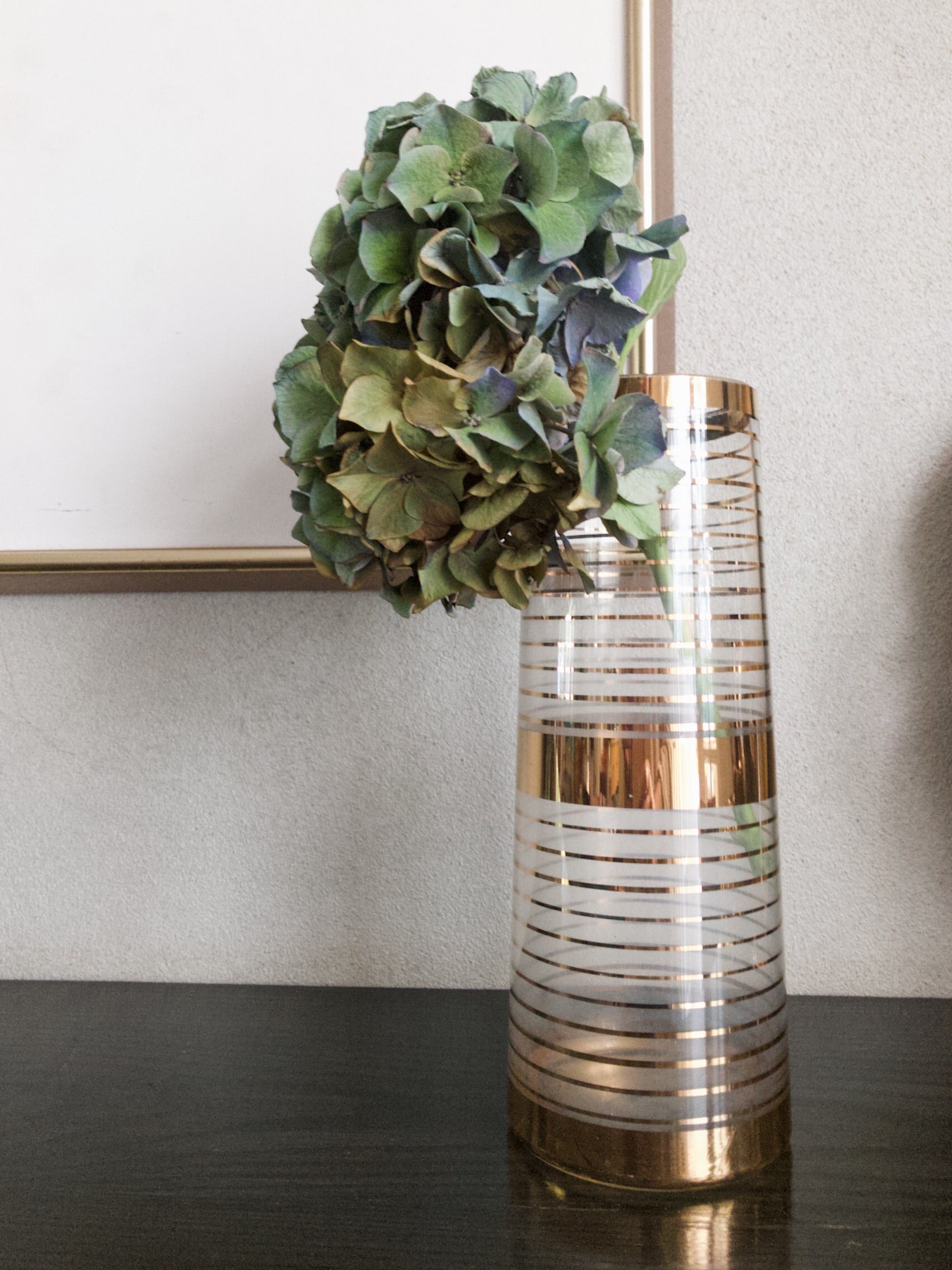 Midcentury Glass and Gold Vase