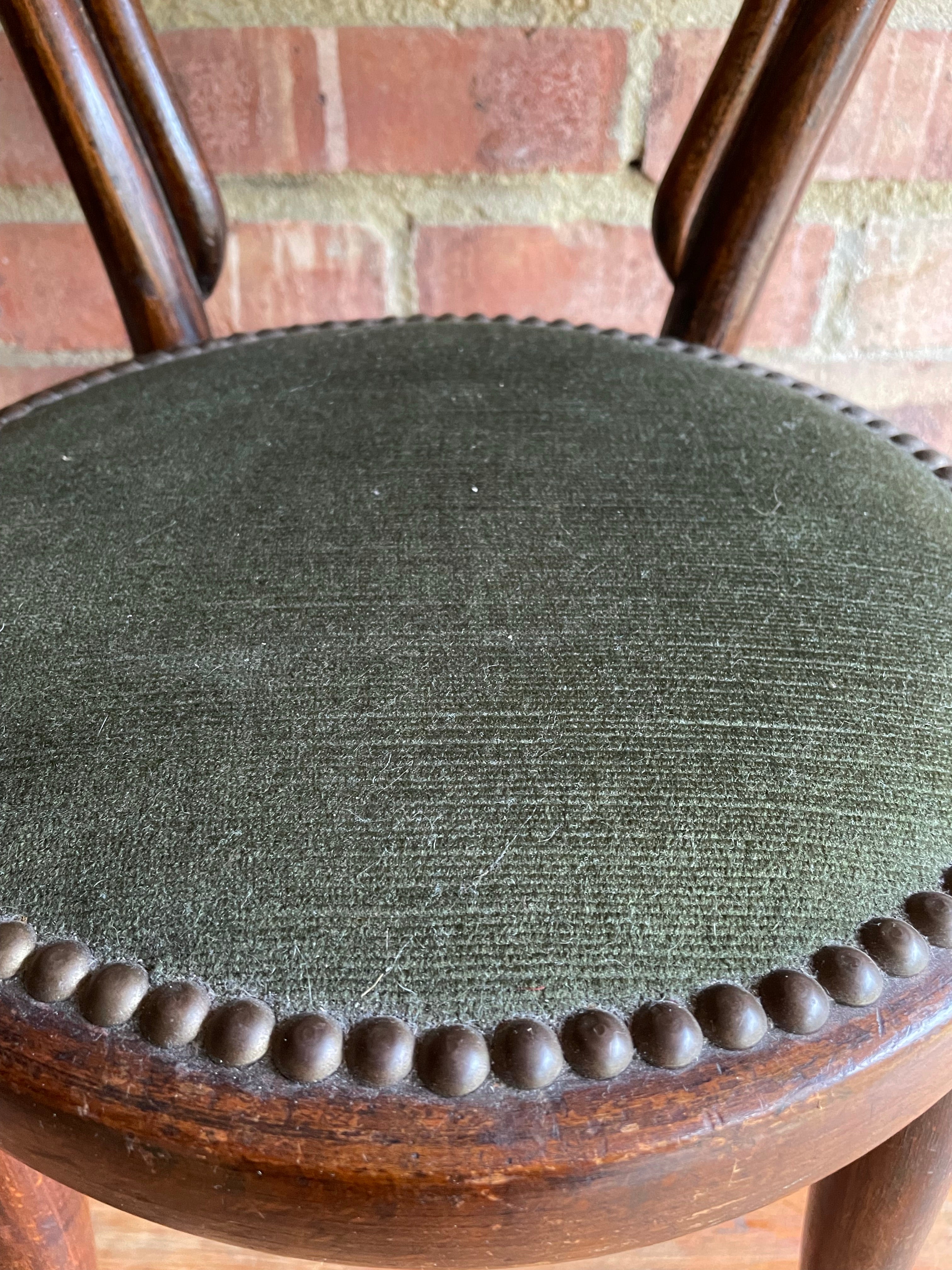 Little Bentwood Chair with Studded Green Velvet Seat