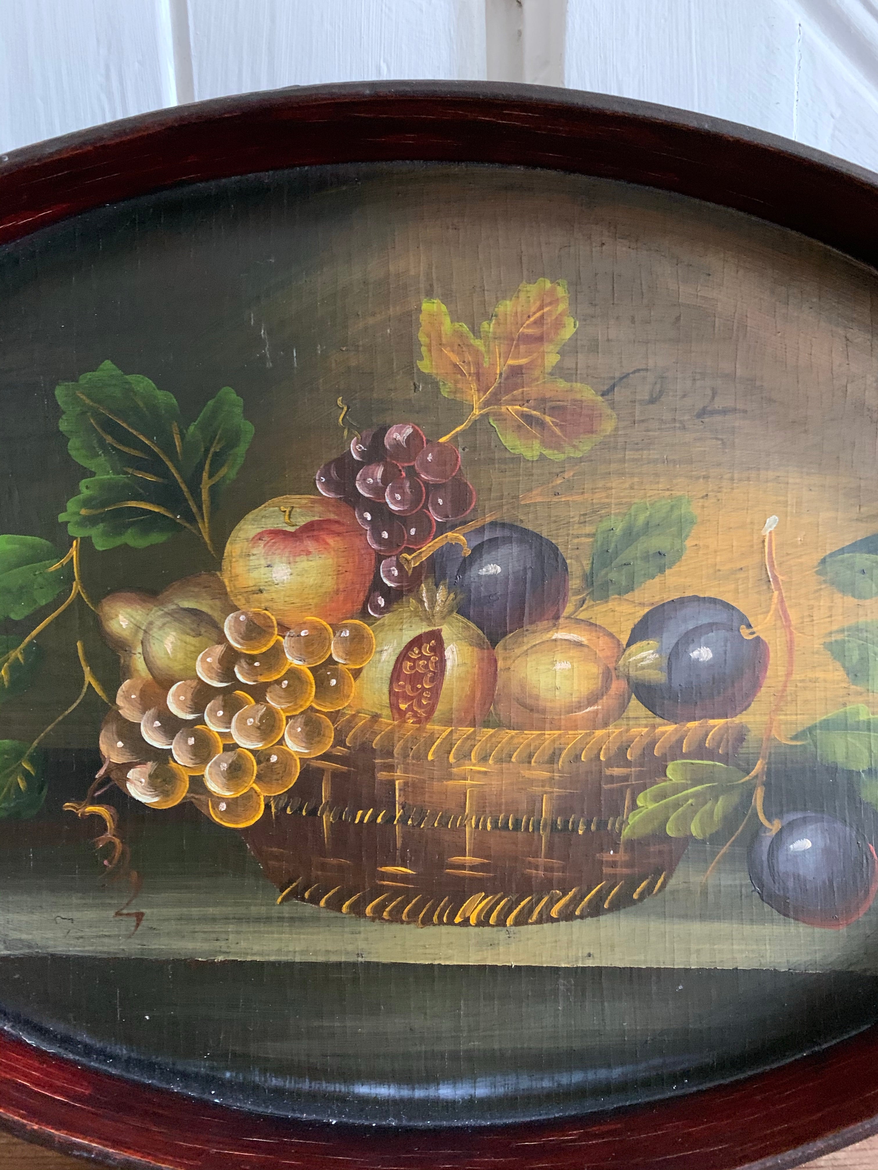 Nest of Three Trays with Hand-Painted Still-Life