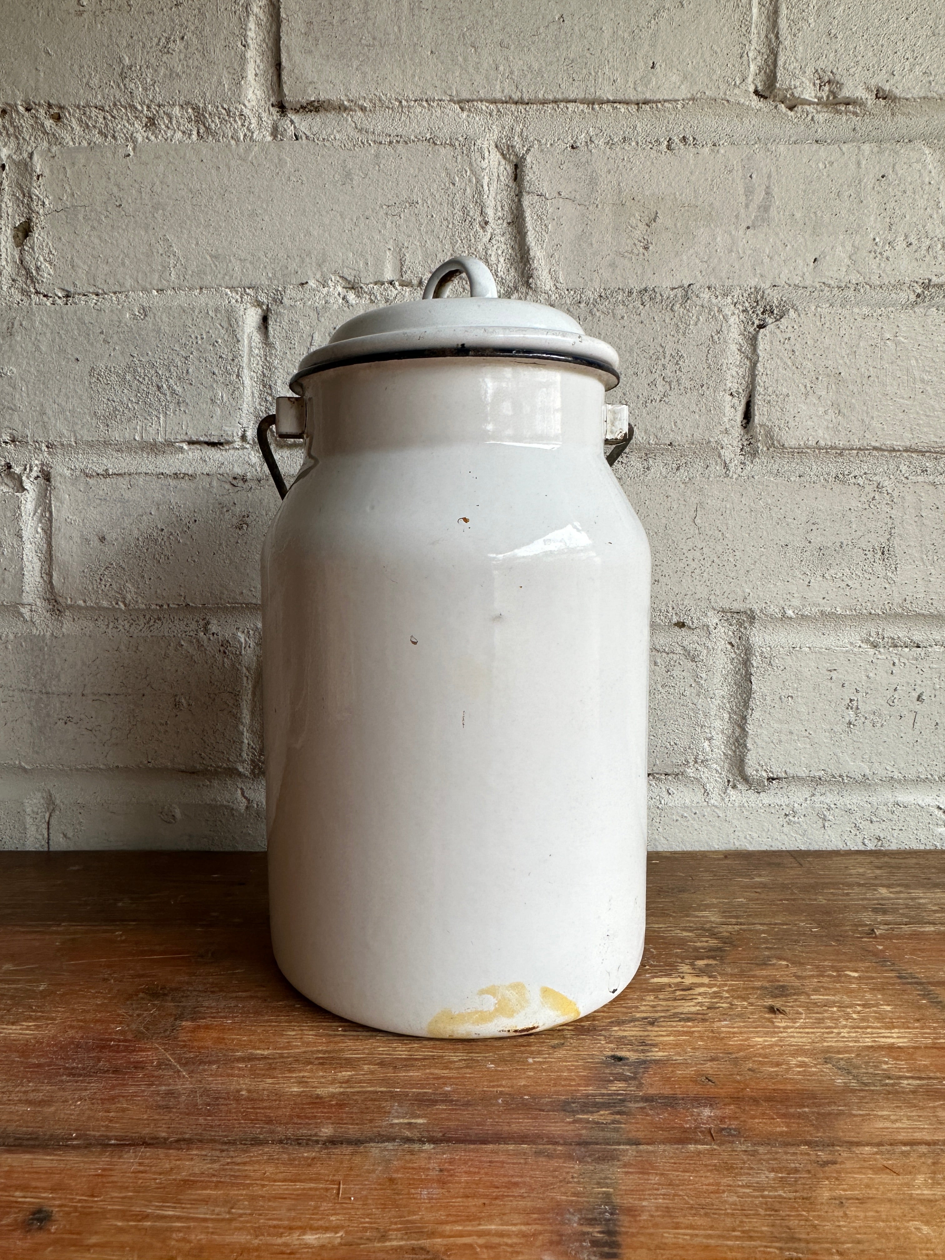 White Enamel Milk Can 2