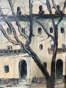 Midcentury Monochrome Oil on Board