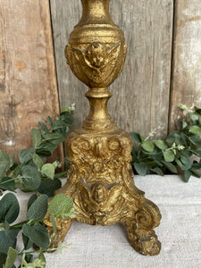 Pair of Giltwood Handcarved Church Candlesticks