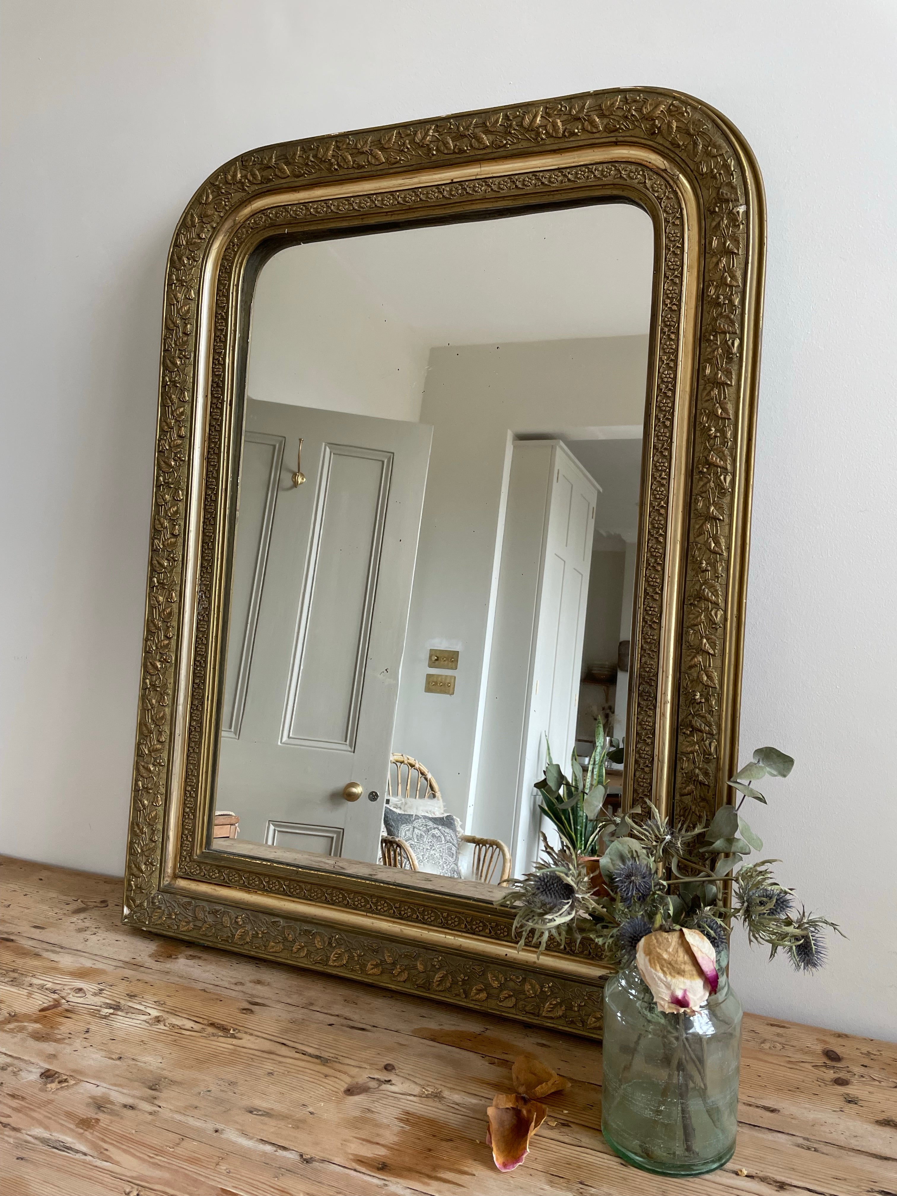 Large Antique French Gilt Mirror