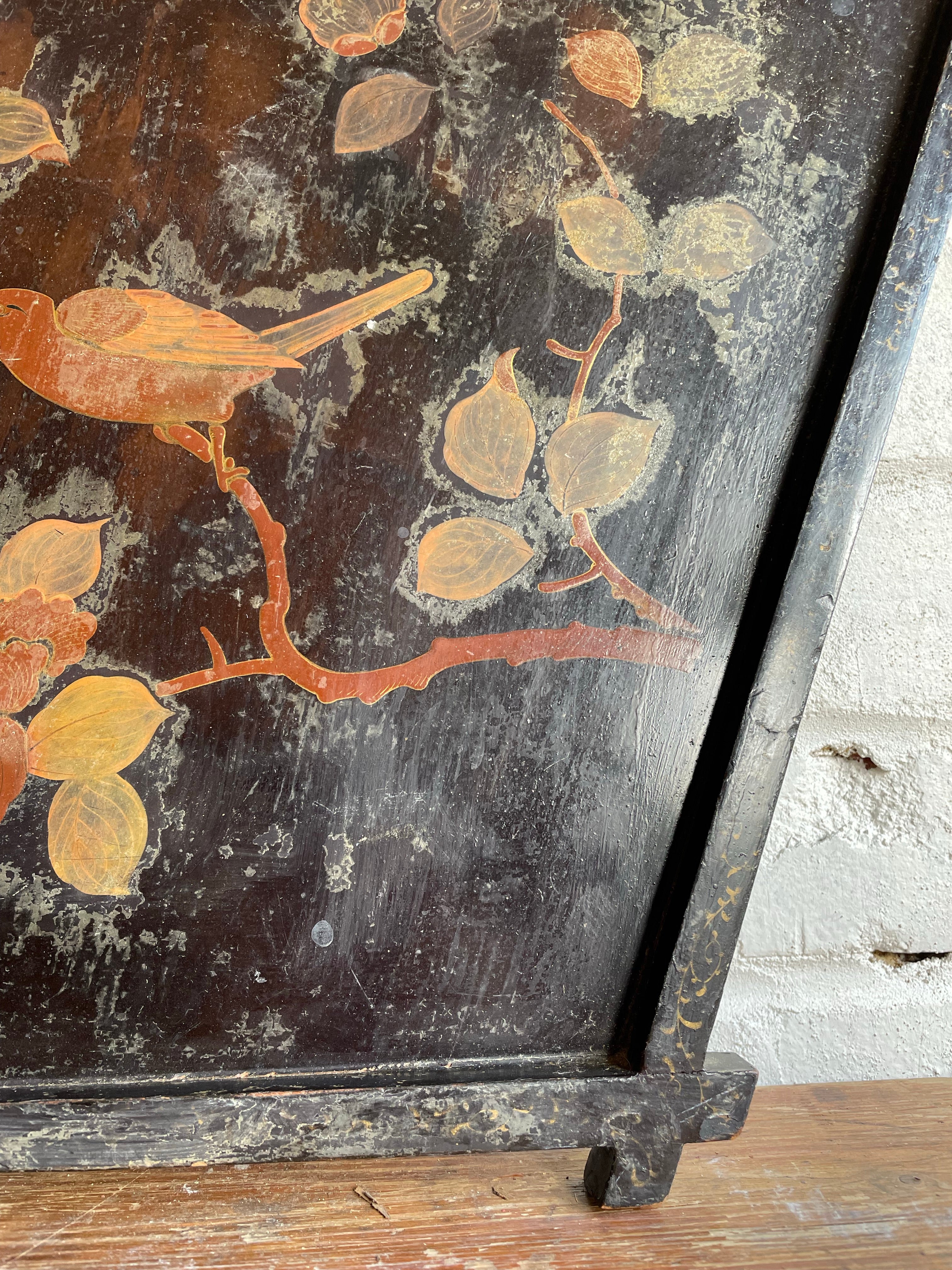 19th century Japanese Lacquered Tray with birds and trees